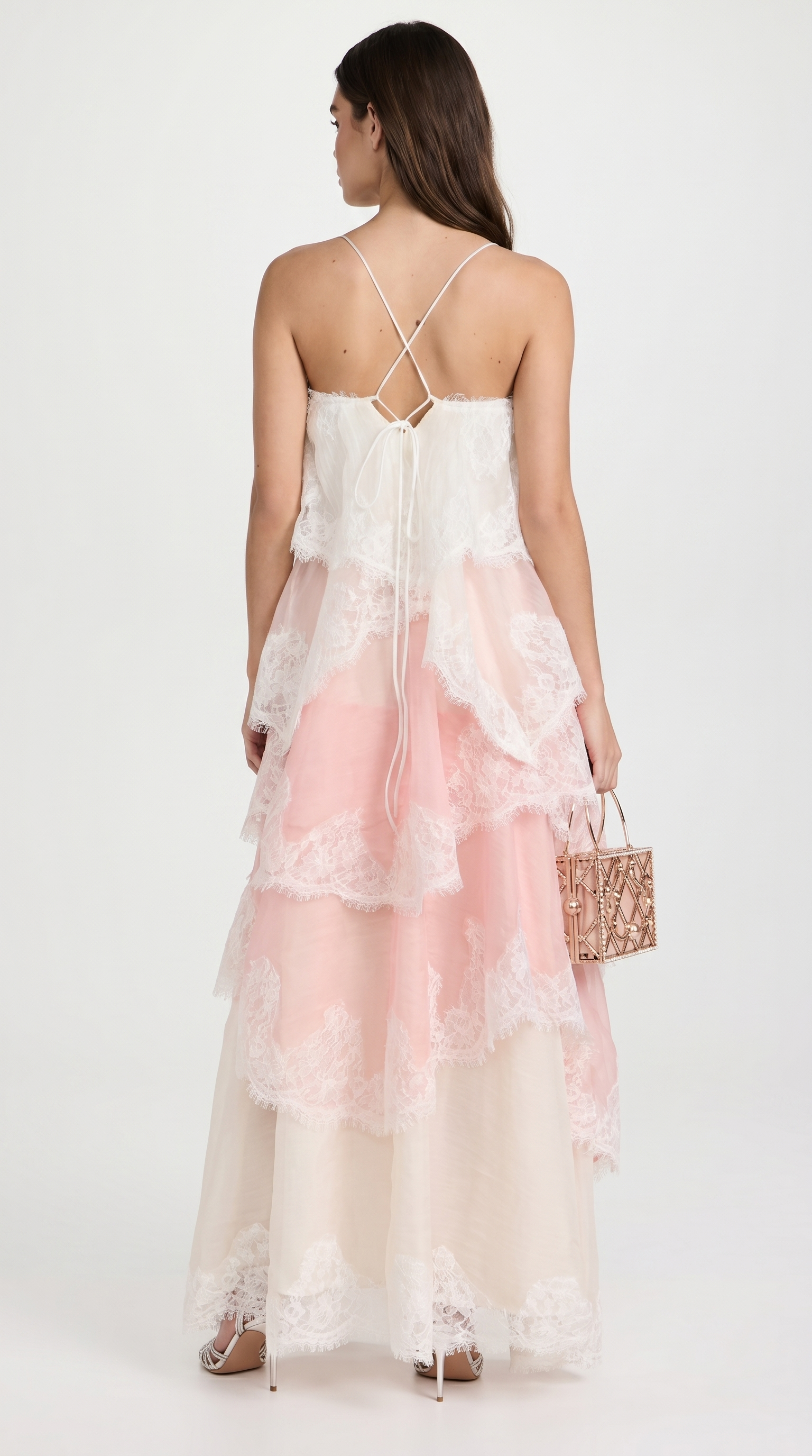 Luxa - Tiered Lace and Organza Maxi Gown