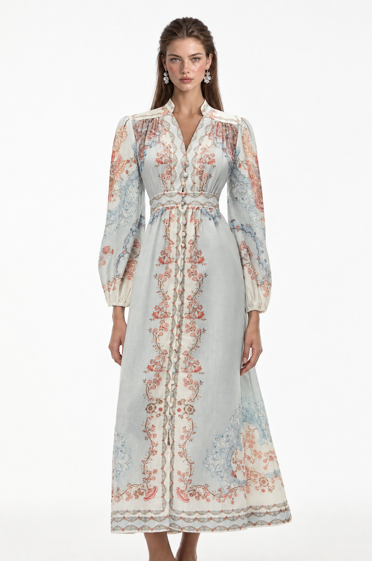 Grace Blue Floral Print Maxi Dress