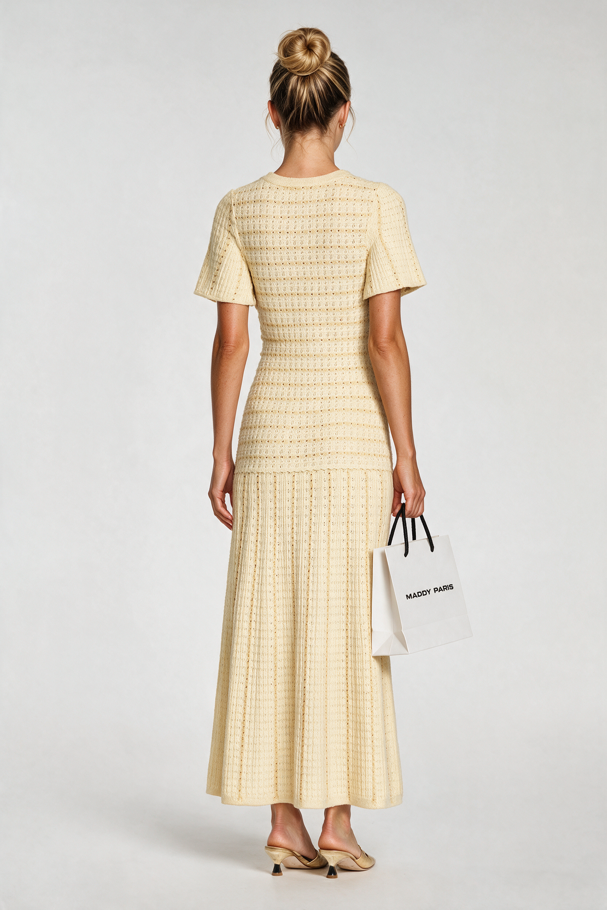 Sandro Victoire Rhinestone Knit Maxi Dress in - Gold
