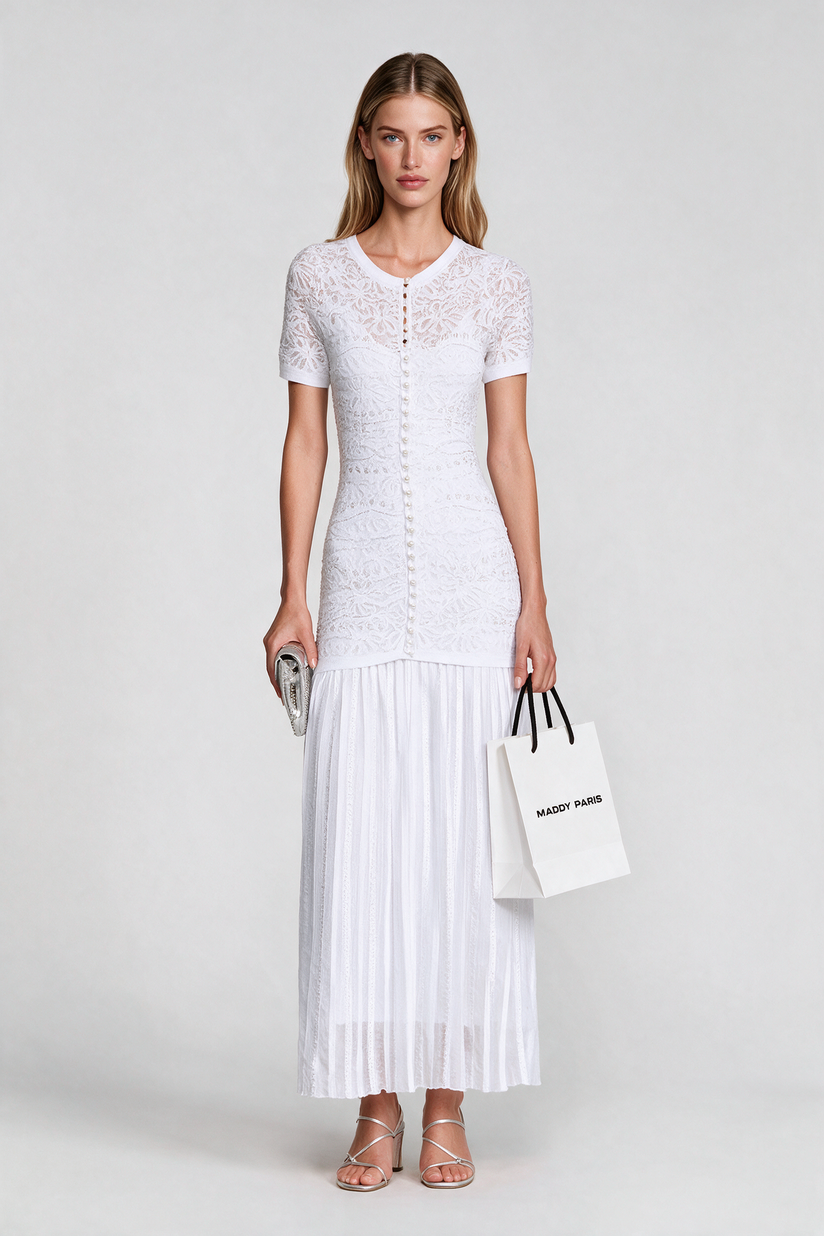 Sandro Levana beaded knit maxi dress - Light Blue