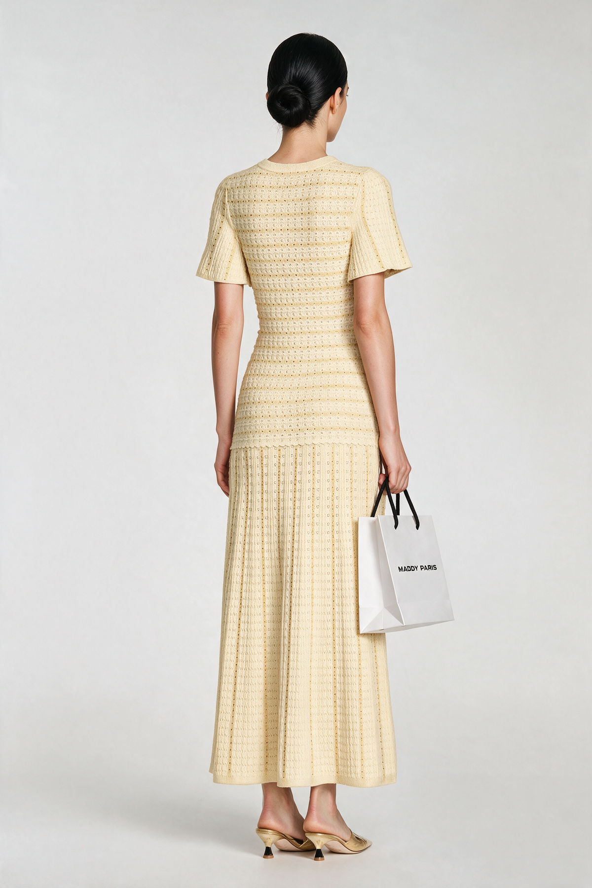 Sandro Victoire Rhinestone Knit Maxi Dress in - Gold