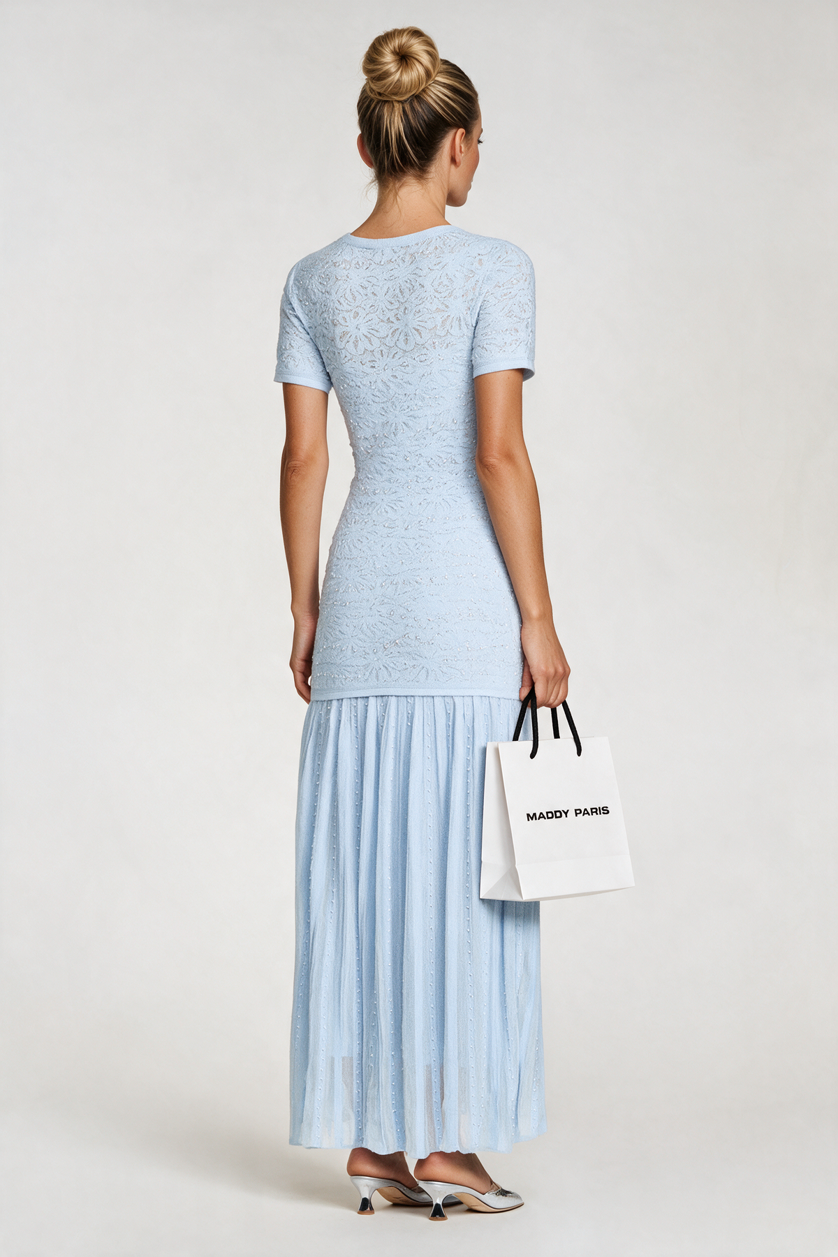 Sandro Levana beaded knit maxi dress - Light Blue