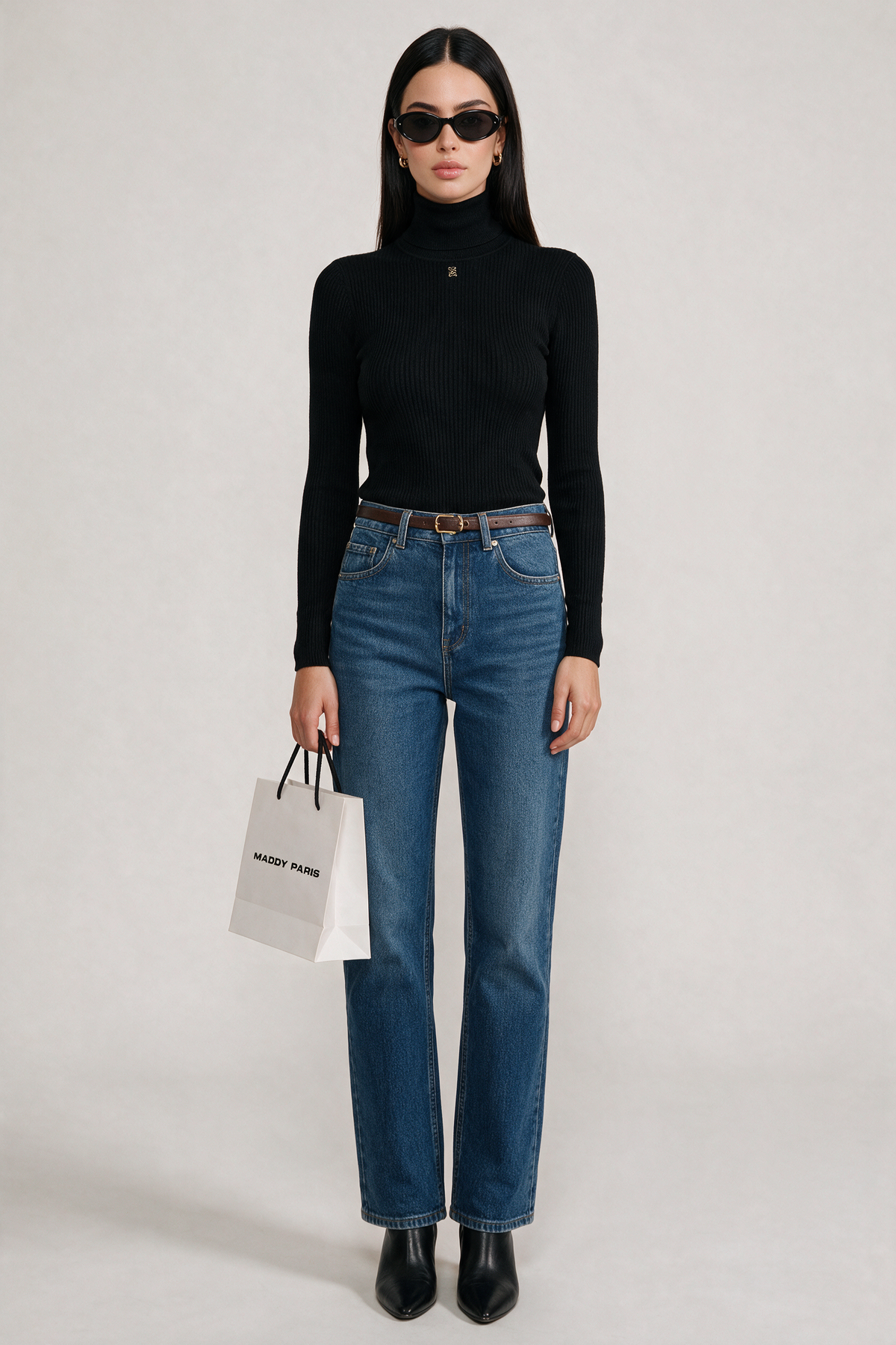 SANDRO Ribbed-Knit Turtleneck Jumper – Black