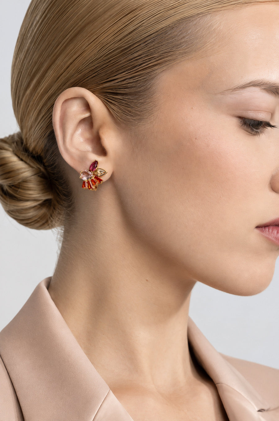 Ursule Gold Multicolour Crystal Cluster Stud Earrings