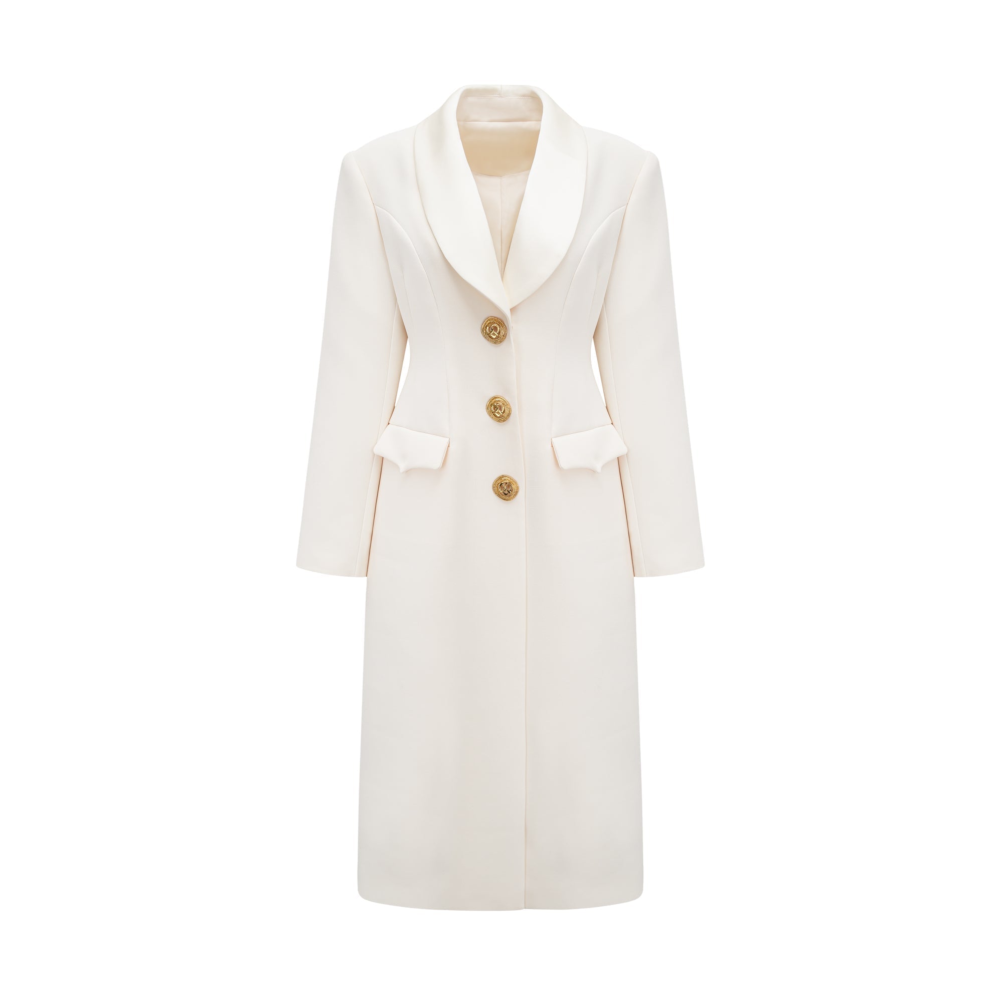 Illyria white single-breasted long coat