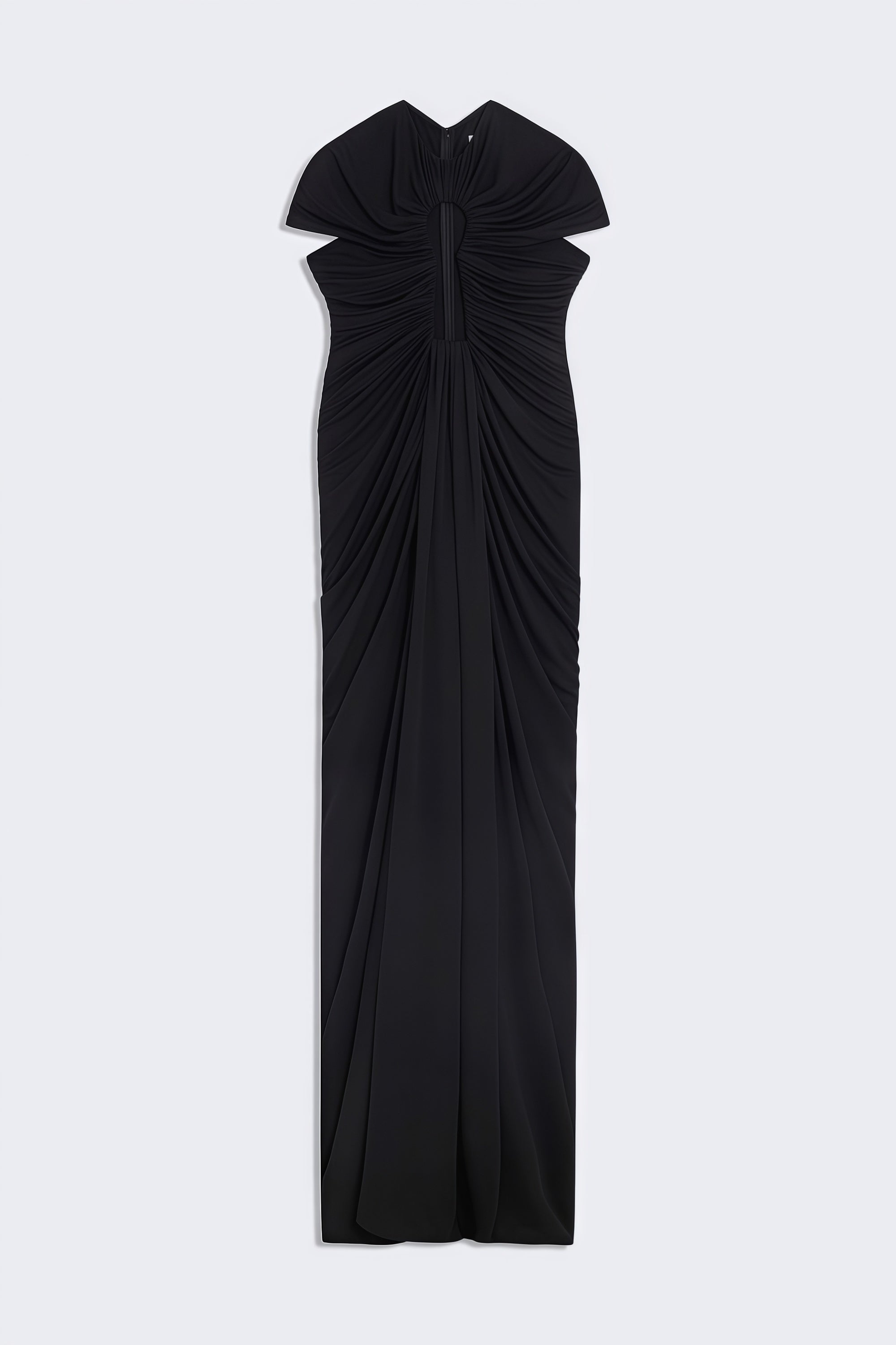 Daniela Black Keyhole Ruched Maxi Dress