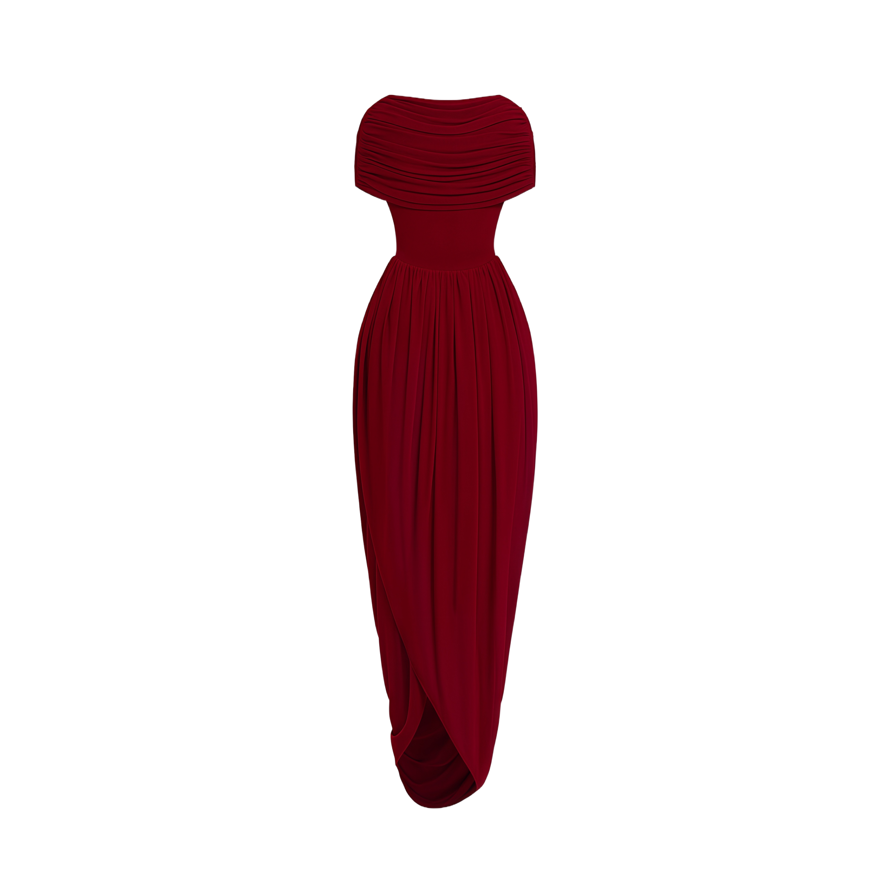 Gianna Burgundy Shawl Design Draped Maxi Dress (Final Sale-US Only)