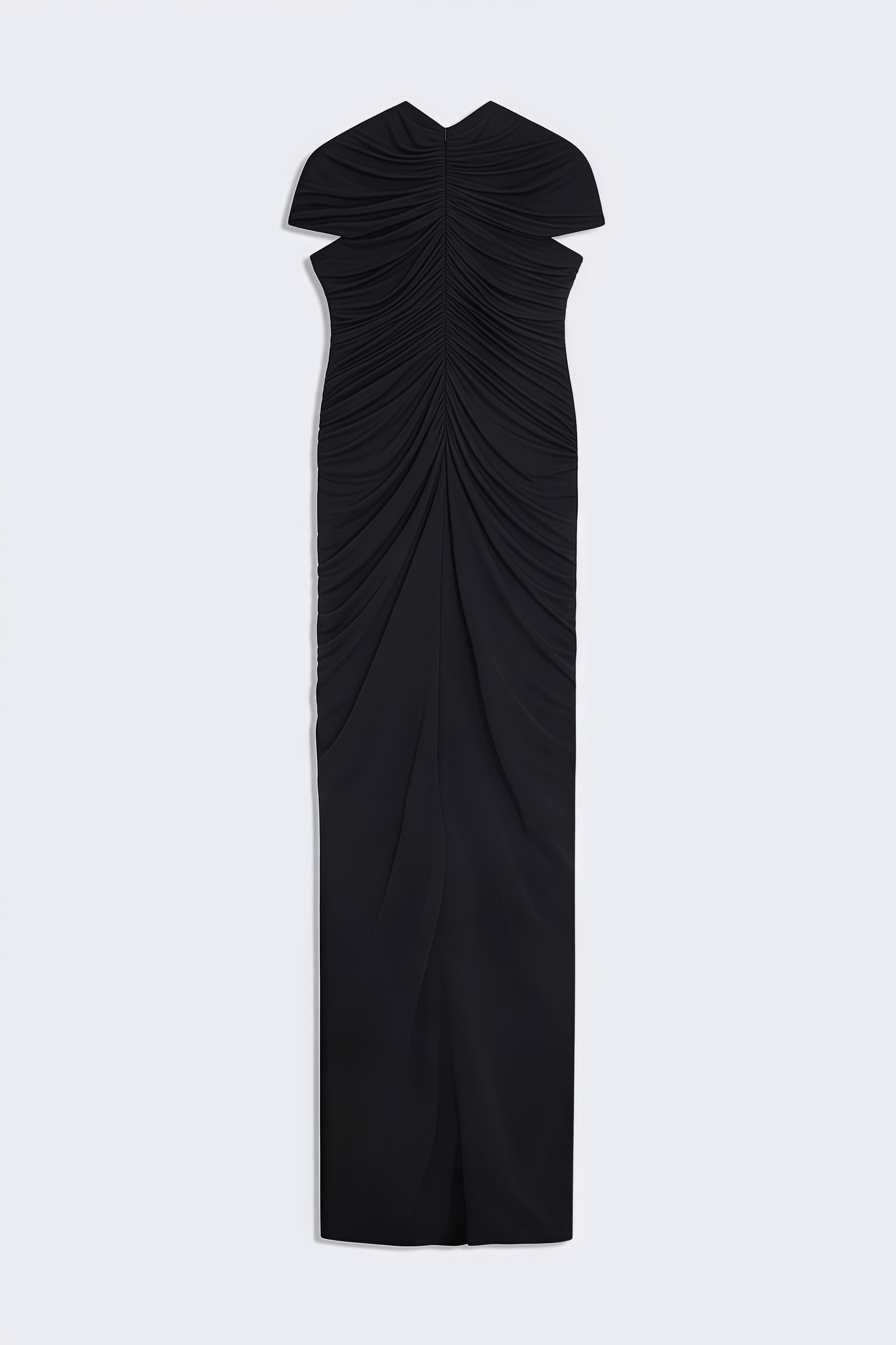 Daniela Black Keyhole Ruched Maxi Dress