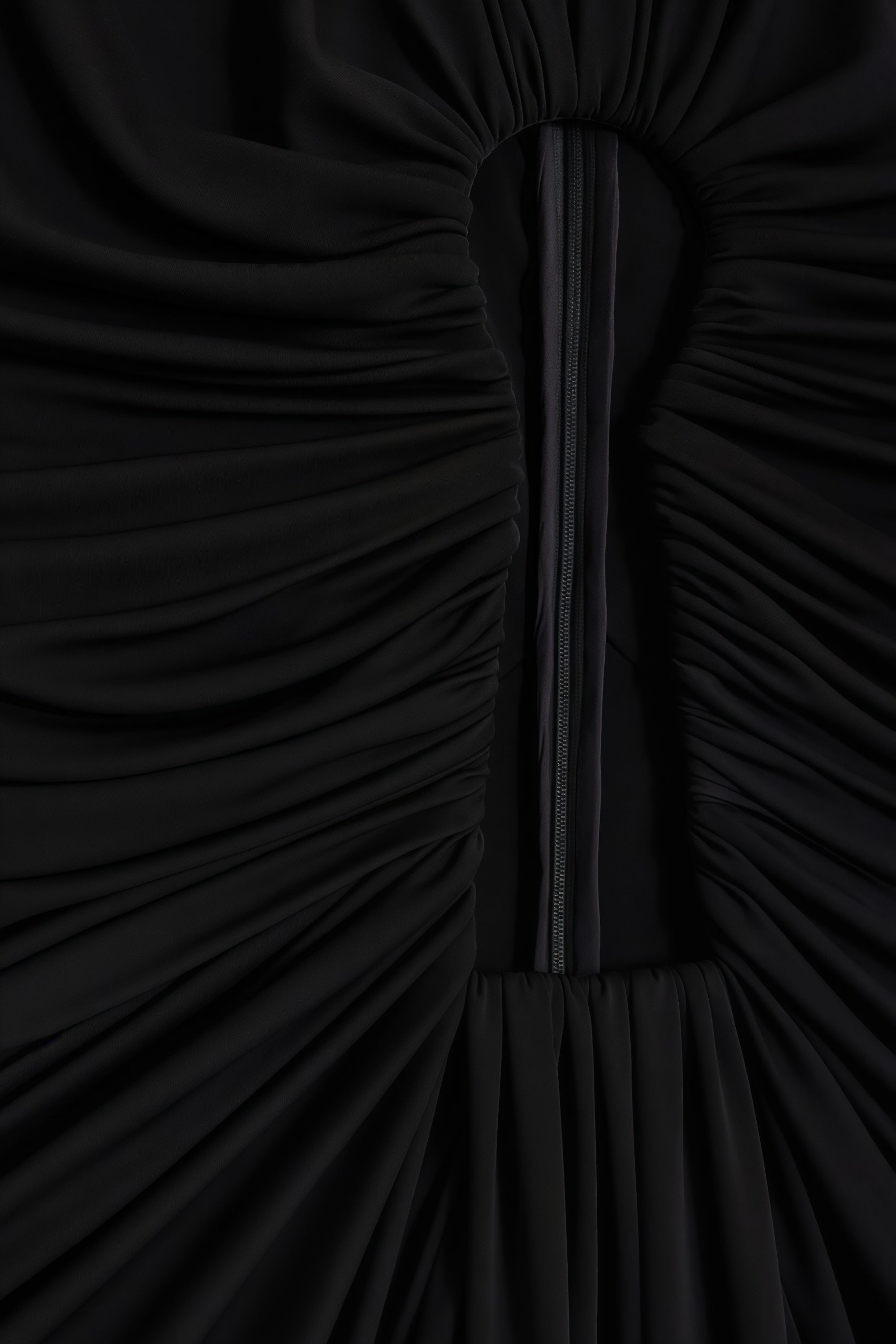 Daniela Black Keyhole Ruched Maxi Dress