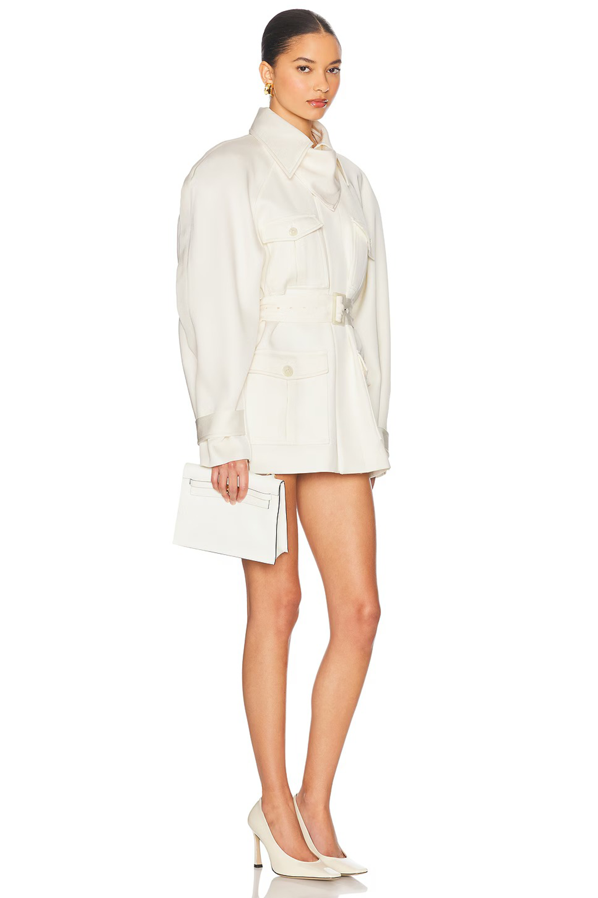 Ambre Cream White Belted Trench Coat