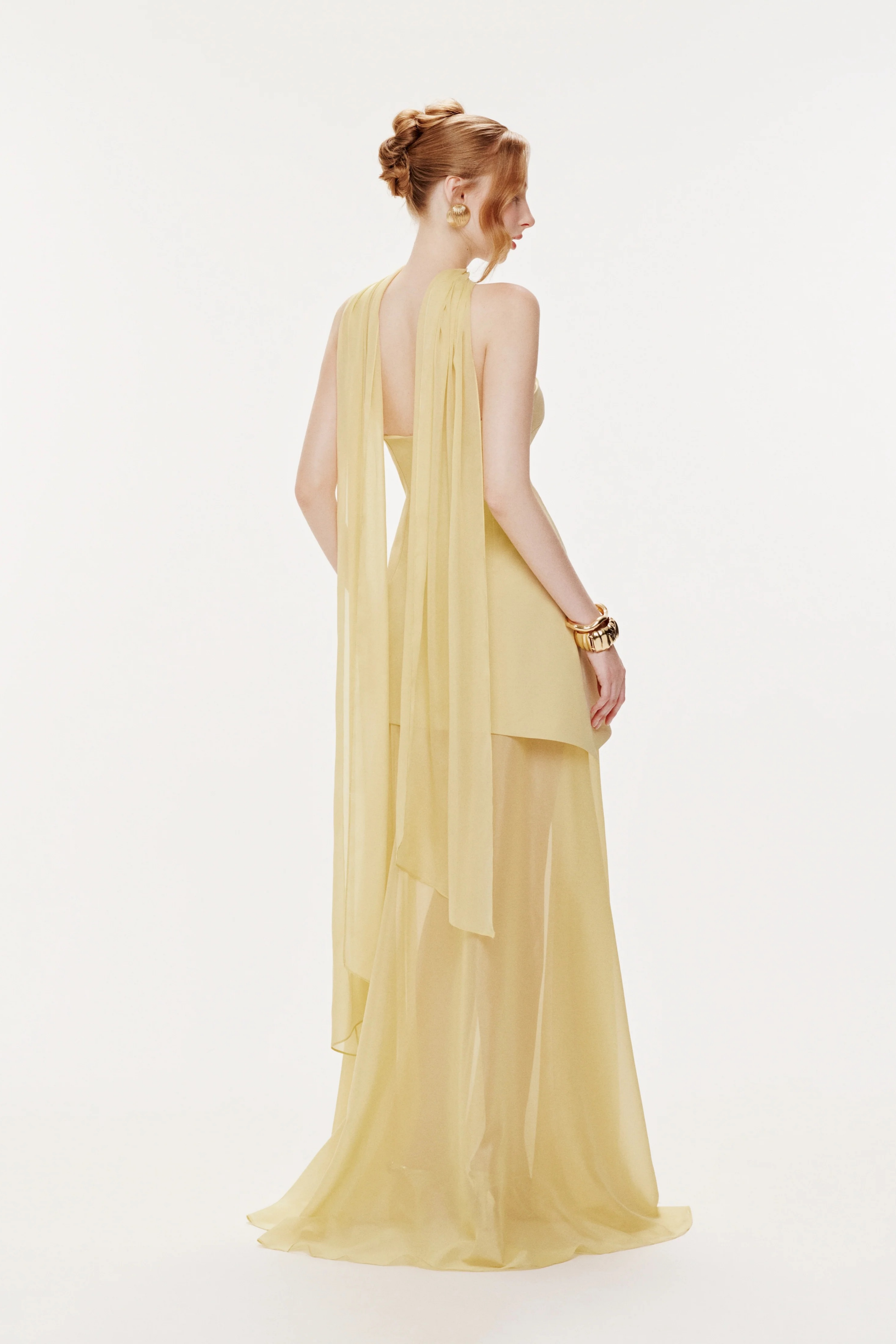 Marlis Yellow Strapless Layered Train Dress (Final Sale)