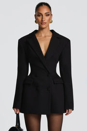 Osanne Black Double Breasted Blazer Mini Dress