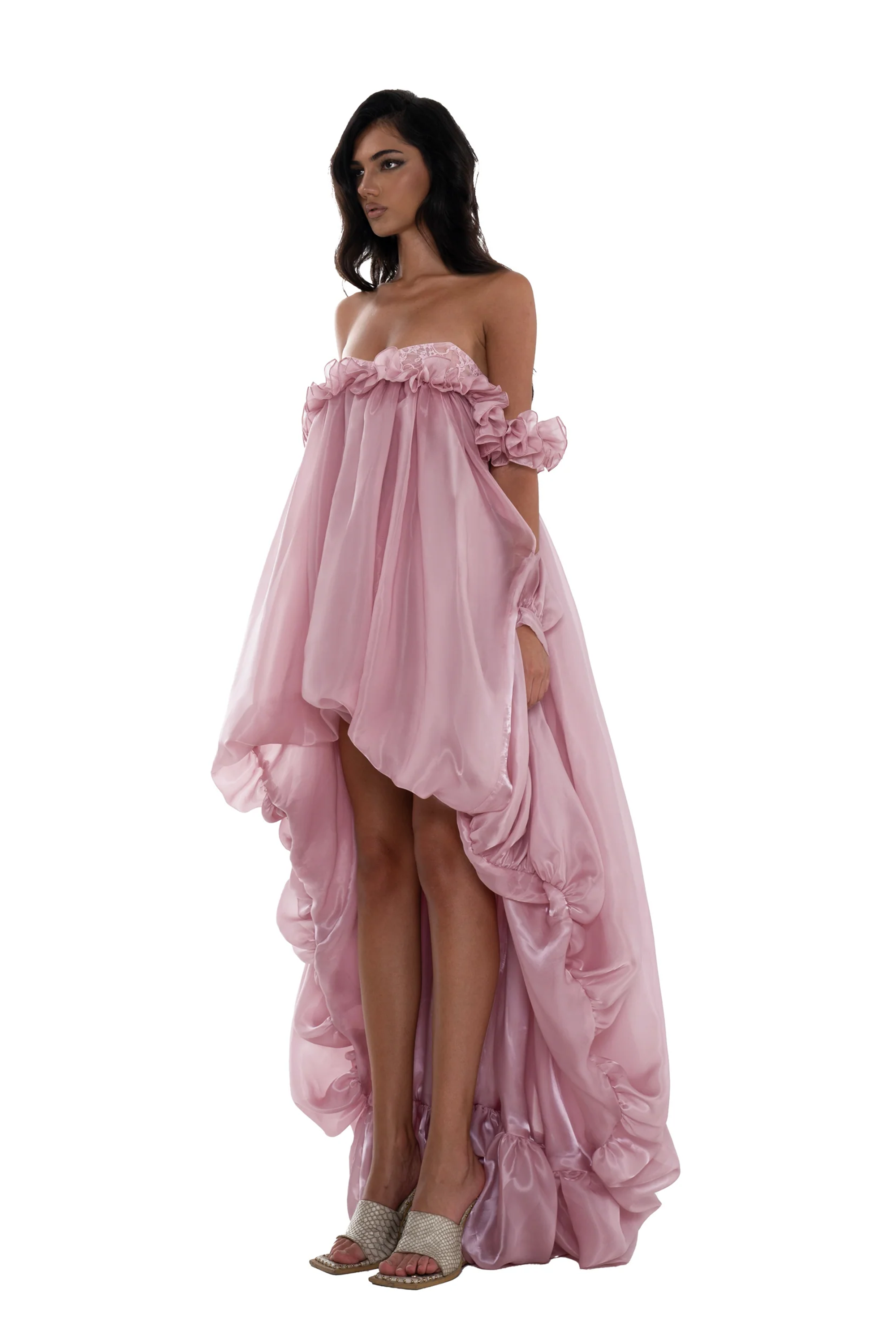 Brooklyn Pink Glossy Bubble Hem Mini Dress (Final Sale-US Only)