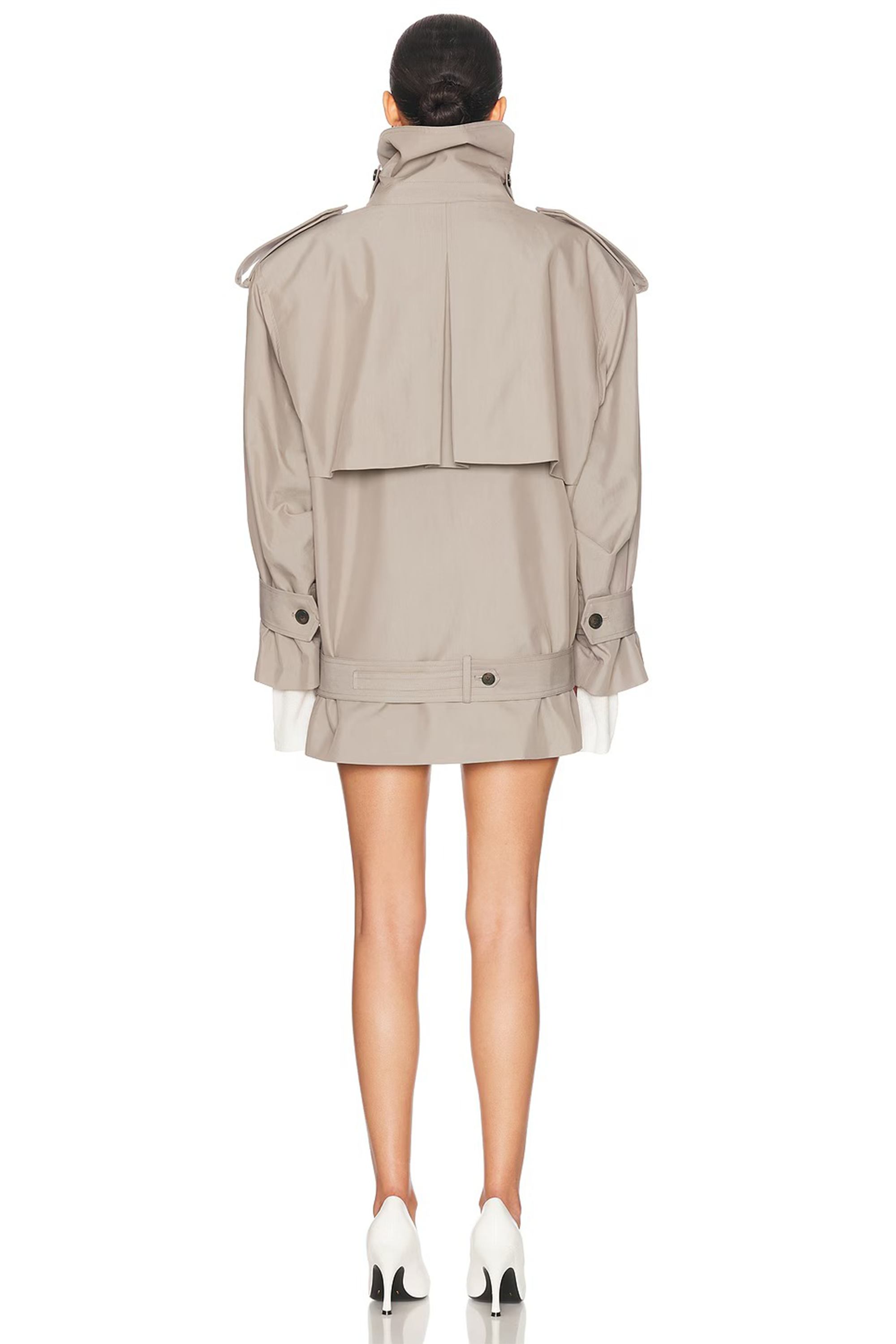 Mavis Grey Double-Breasted Belted Trench Coat