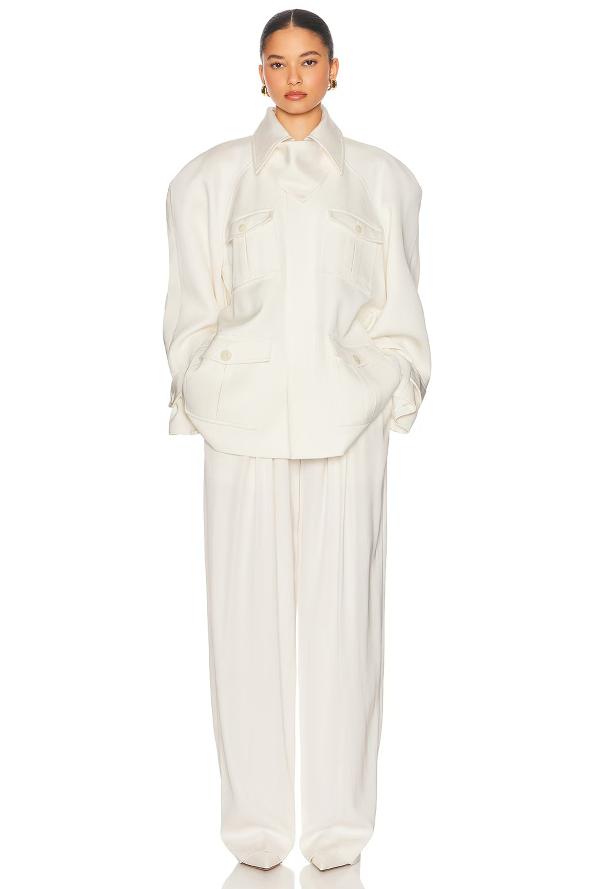 Ambre Cream White Belted Trench Coat