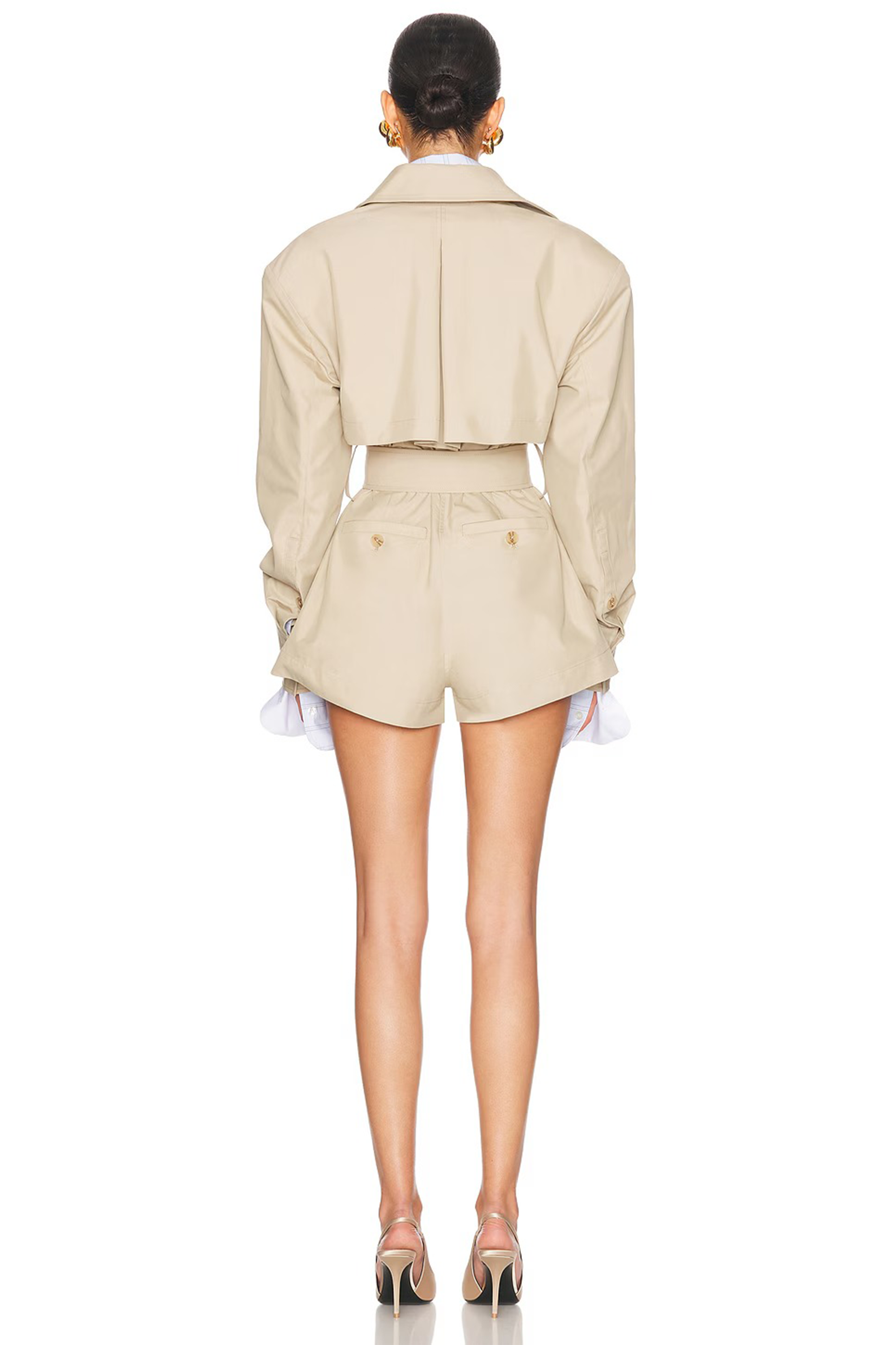 Priscille Khaki Asymmetrical Trench Style Playsuit