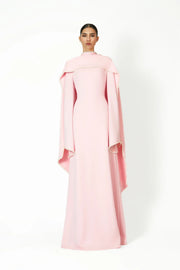 Piroska Pink Pearl Trim Shawl Detail Maxi Dress (Final Sale-US Only)
