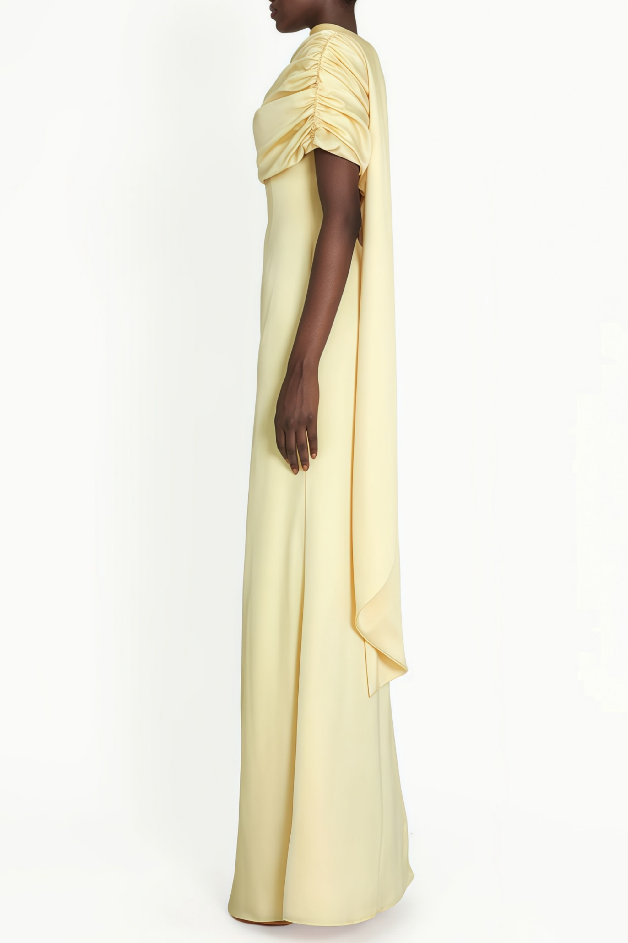 Benedetta Yellow One Shoulder Satin Maxi Dress(Final Sale-US Only)