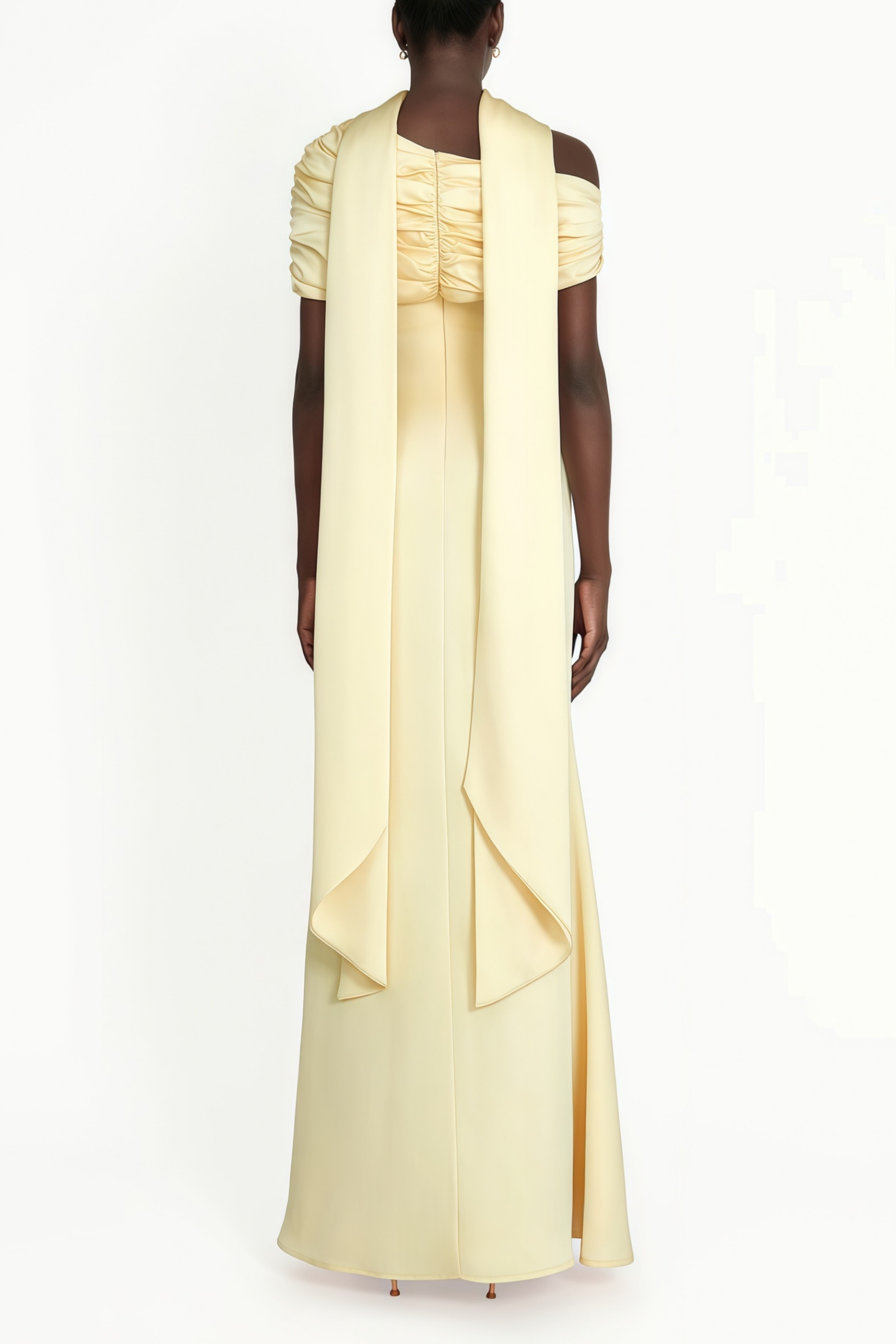 Benedetta Yellow One Shoulder Satin Maxi Dress