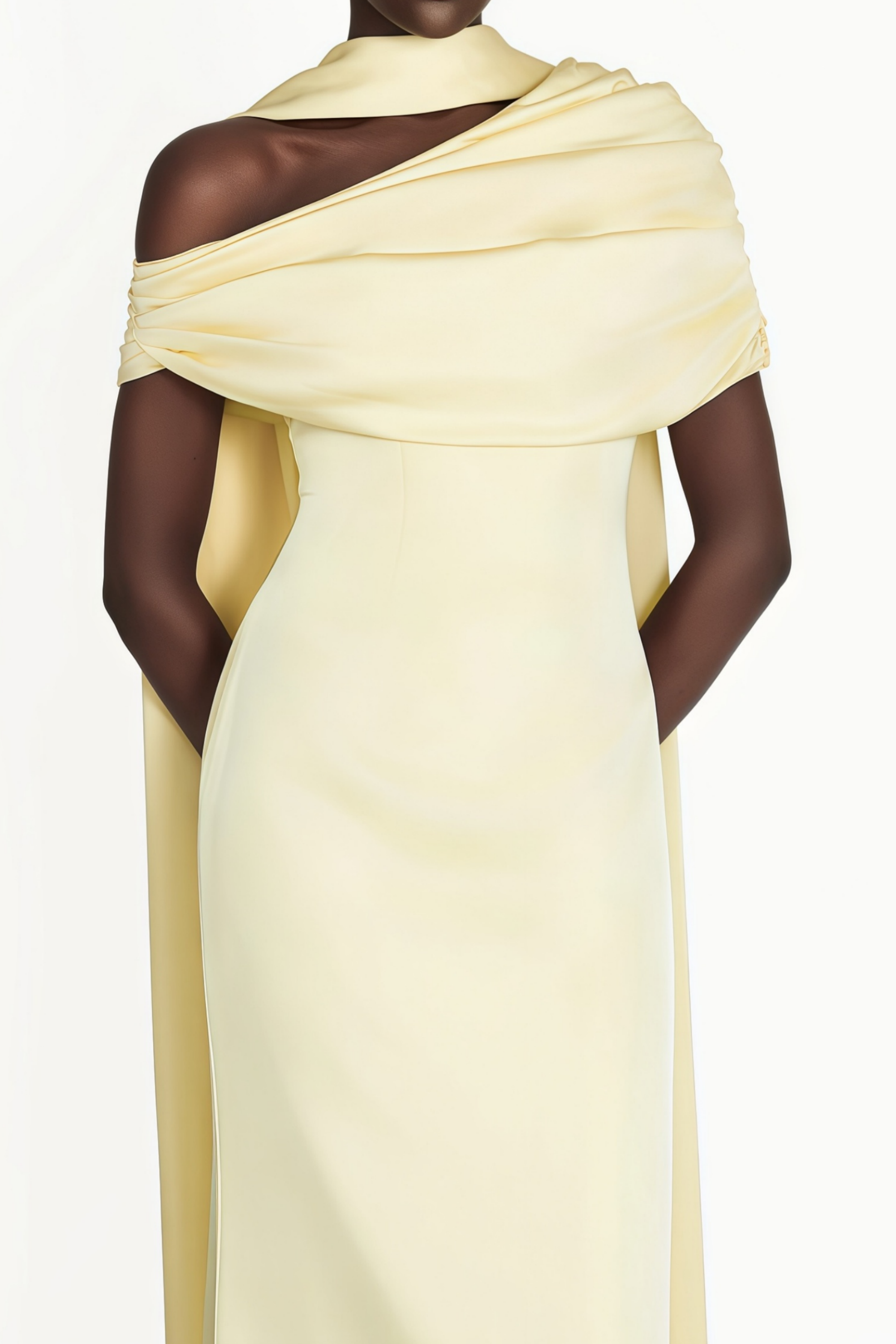 Benedetta Yellow One Shoulder Satin Maxi Dress (Final Sale-US Only)