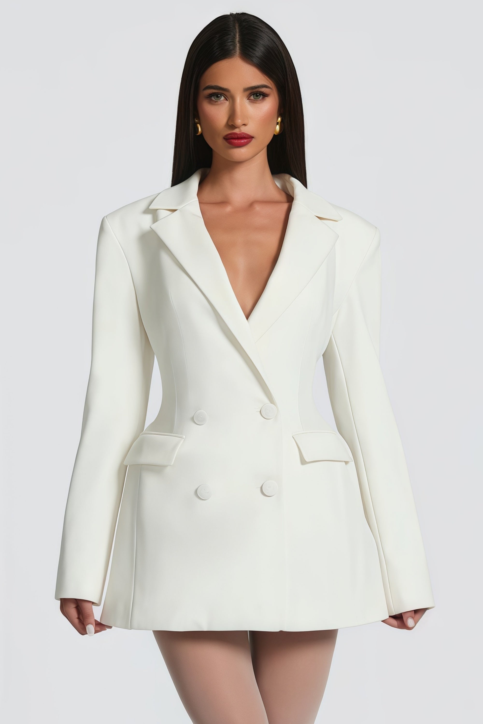 Osanne White Double Breasted Blazer Mini Dress (Final Sale)