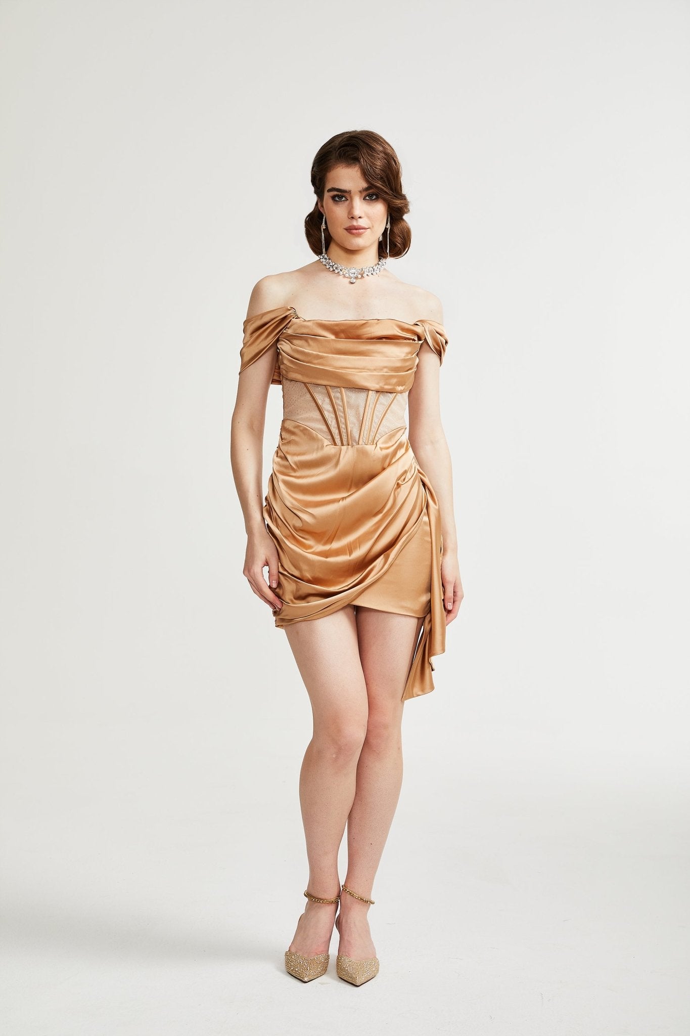 Iseldra pleated off-shoulder mini dress (US Only)