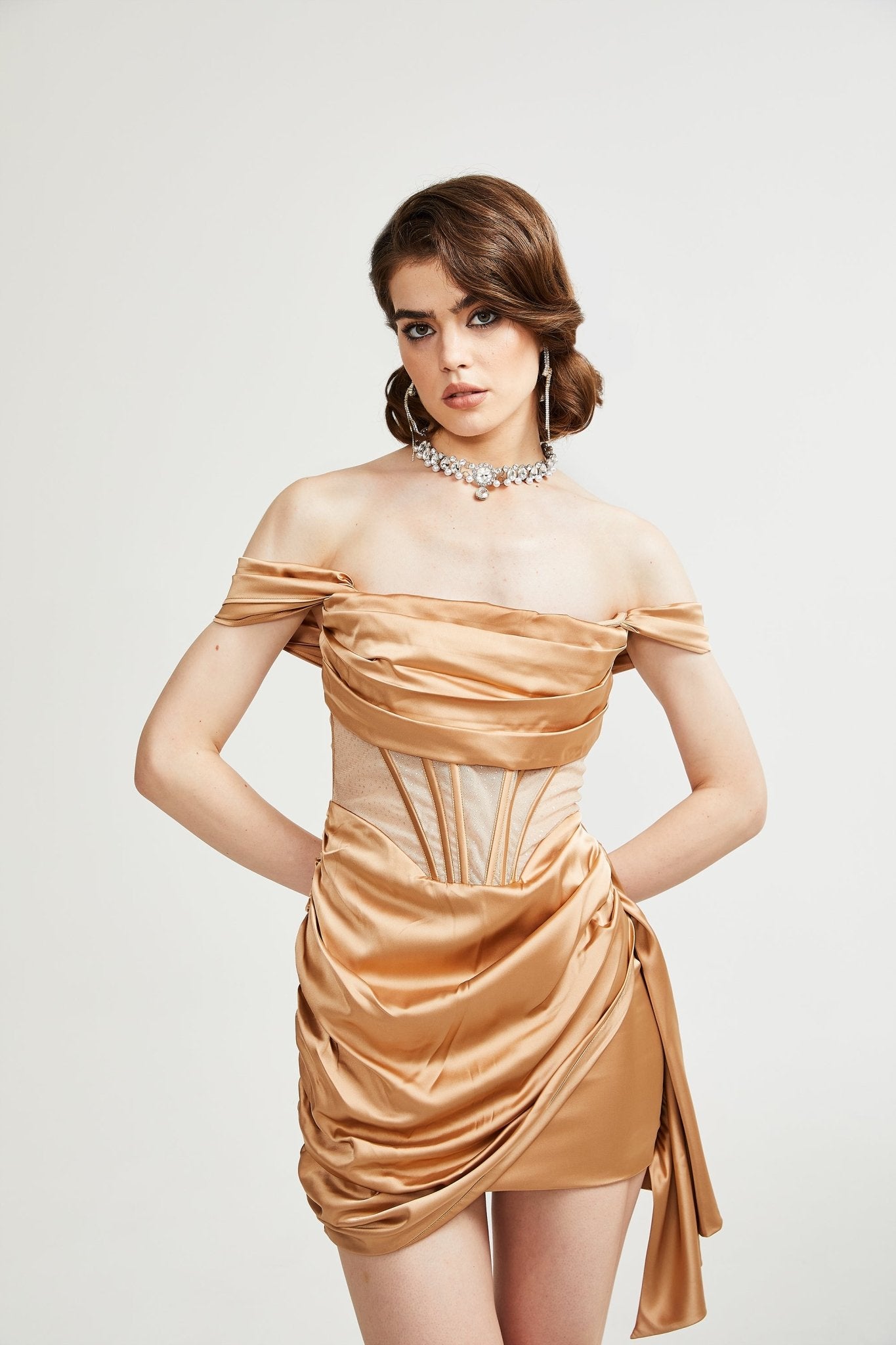 Iseldra pleated off-shoulder mini dress (US Only)