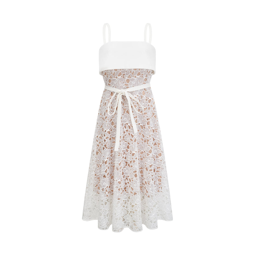 Jorvilda white pierced midi dress - White