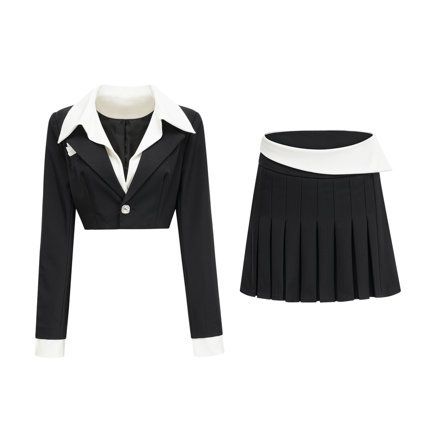Juliette black jacket & skirt matching set - Black