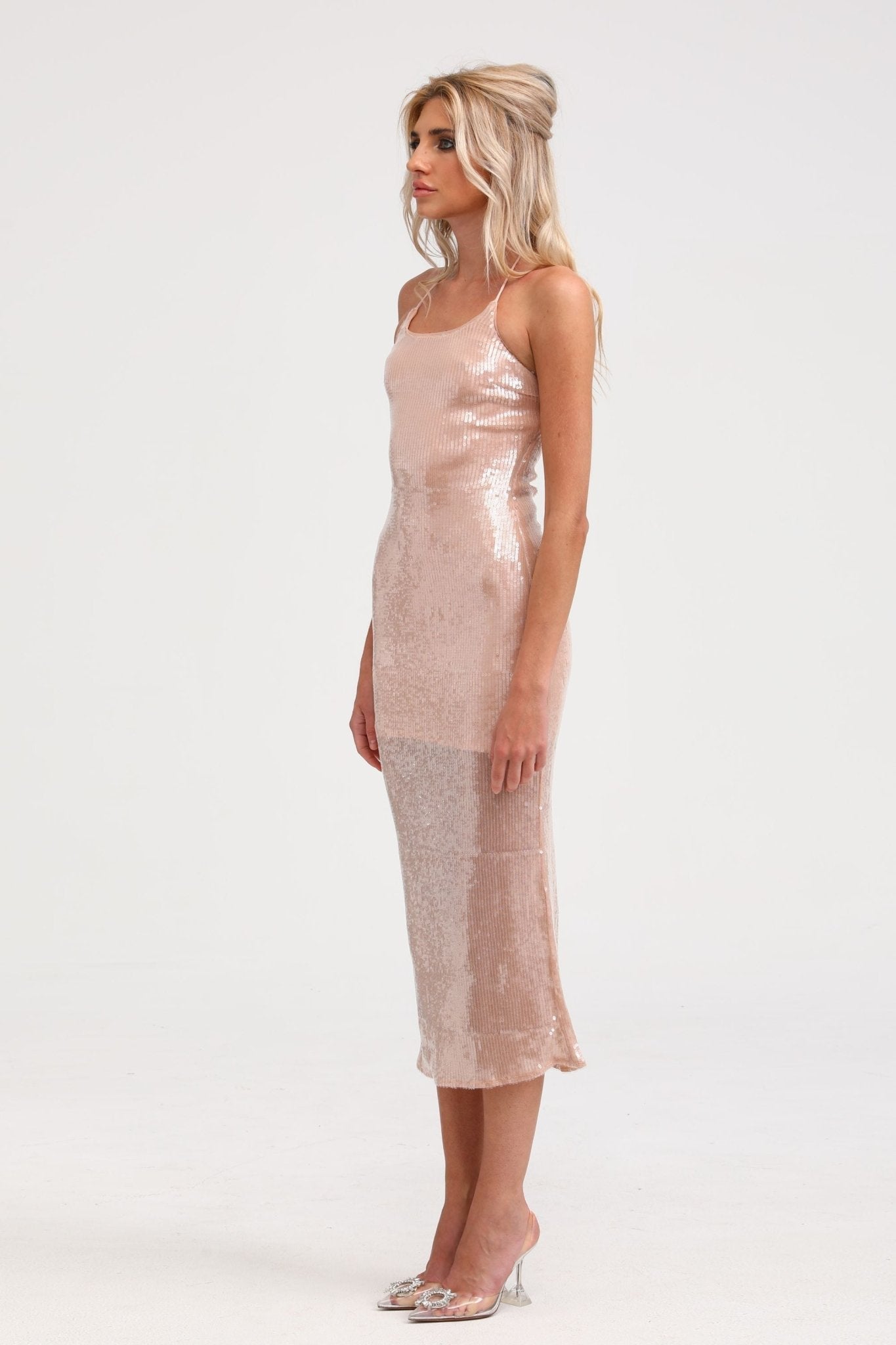 Laoise sequin halterneck midi dress