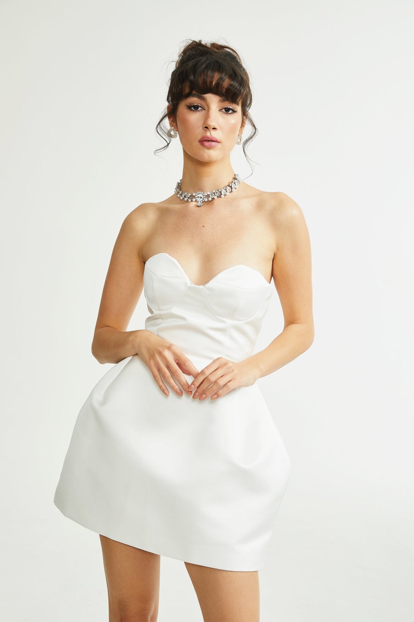 Laure white bustier off-shoulder mini dress (US Only)