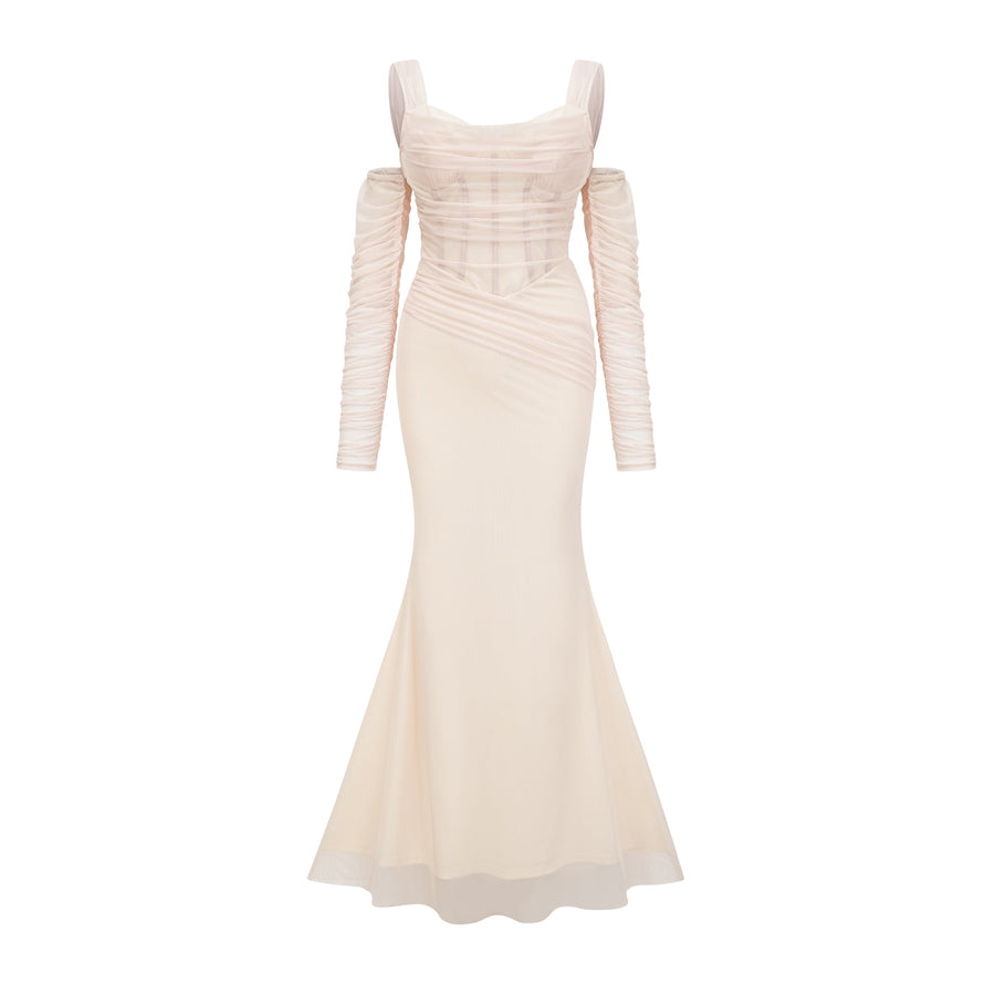 Laurianne white bustier-style midi dress