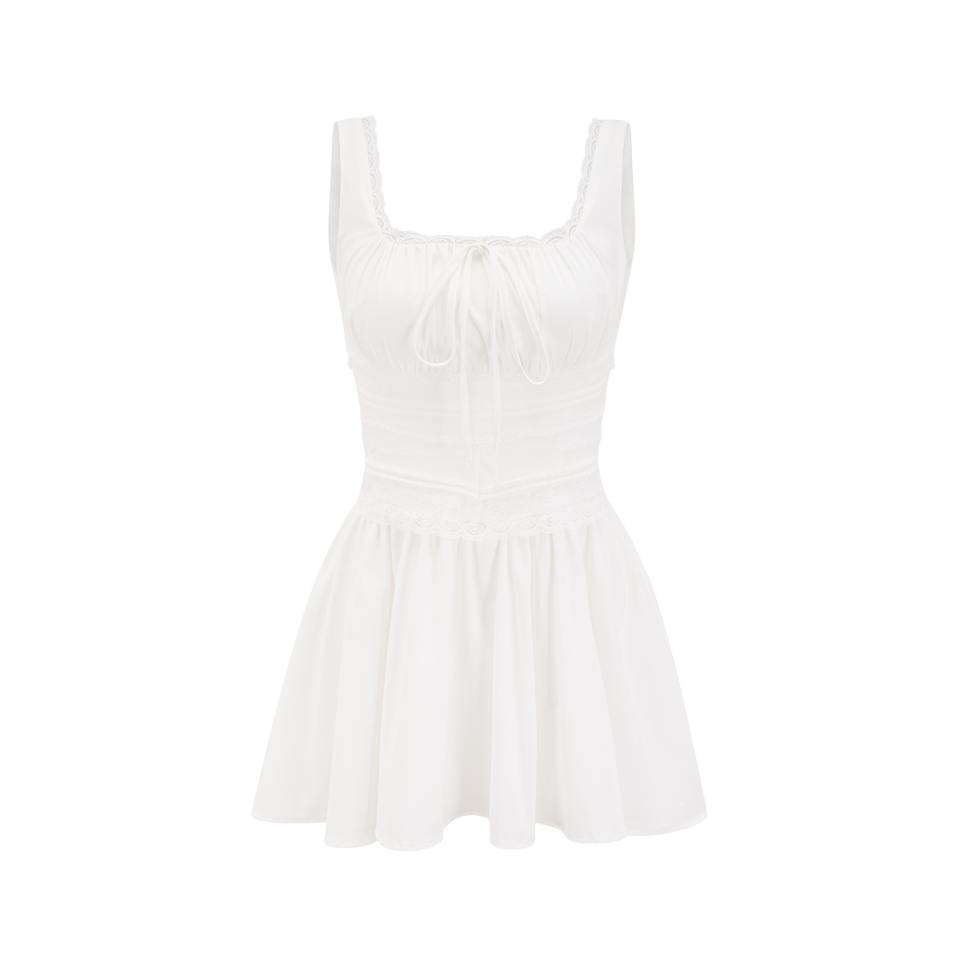 Leiana white pleated lace straps dress (US Only)