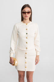 Embellished Button Co-ord Set – Ivoire