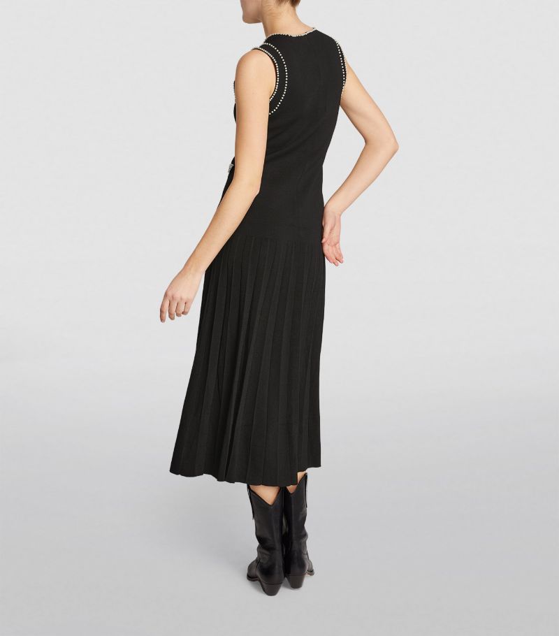 SANDRO Bead-Trim Midi Dress - Black