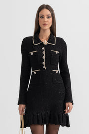 Esmee Black Knit Textured Dress