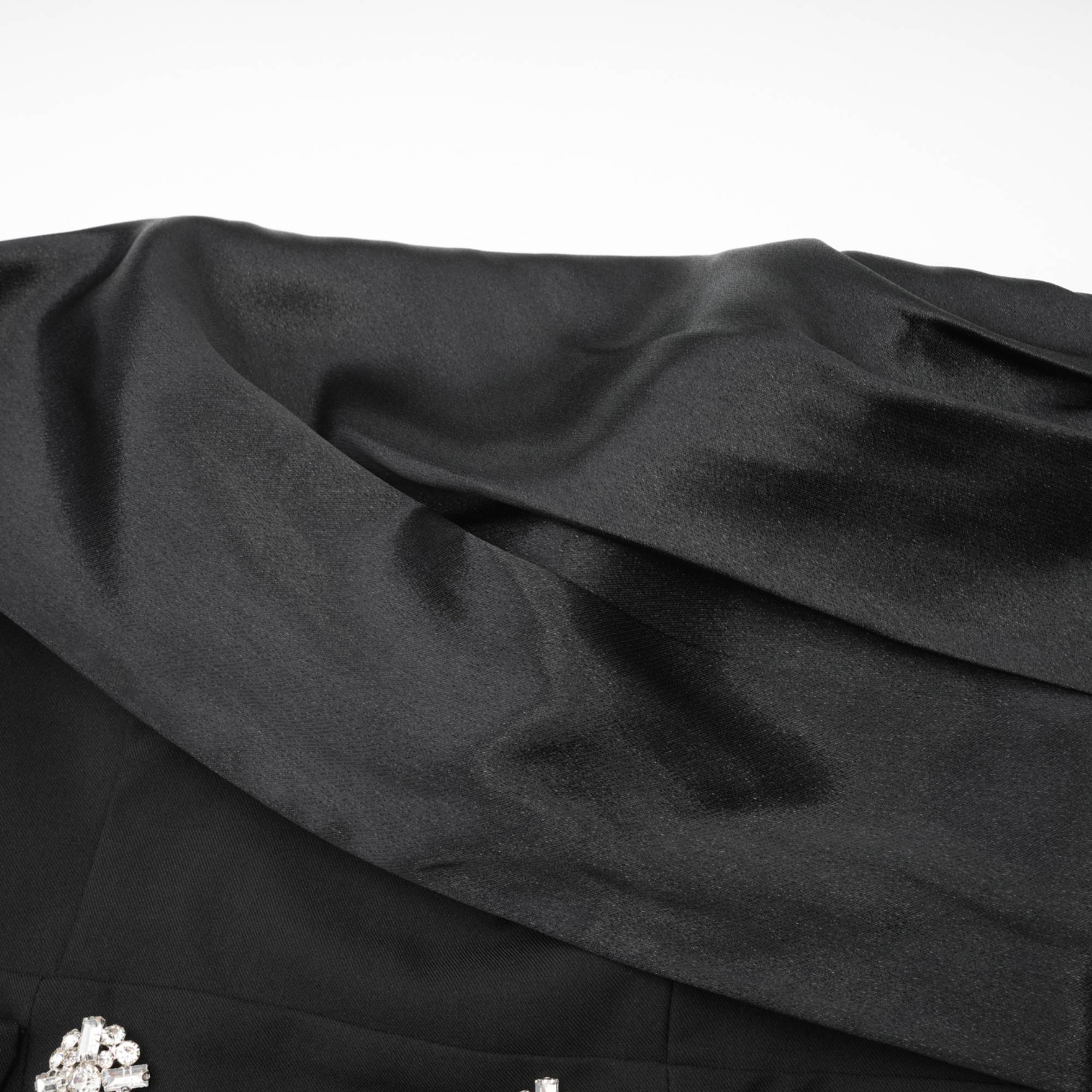 Mealla black crystal-button flared mini dress