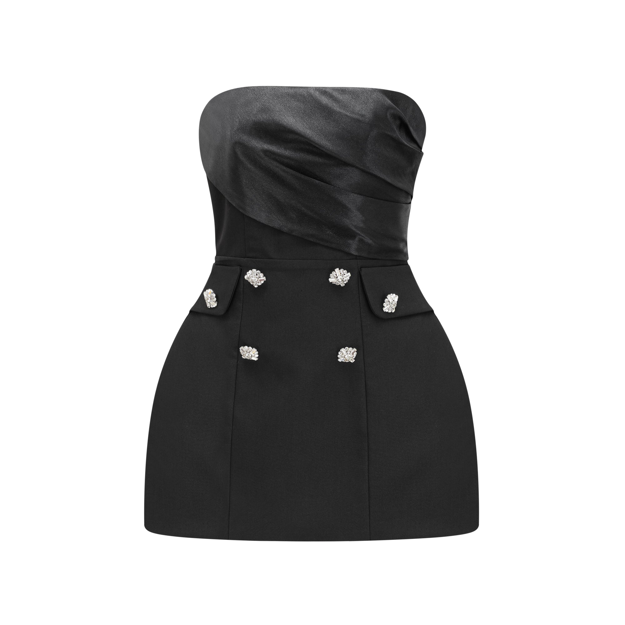 Mealla black crystal-button flared mini dress ( Final Sale-US Only)
