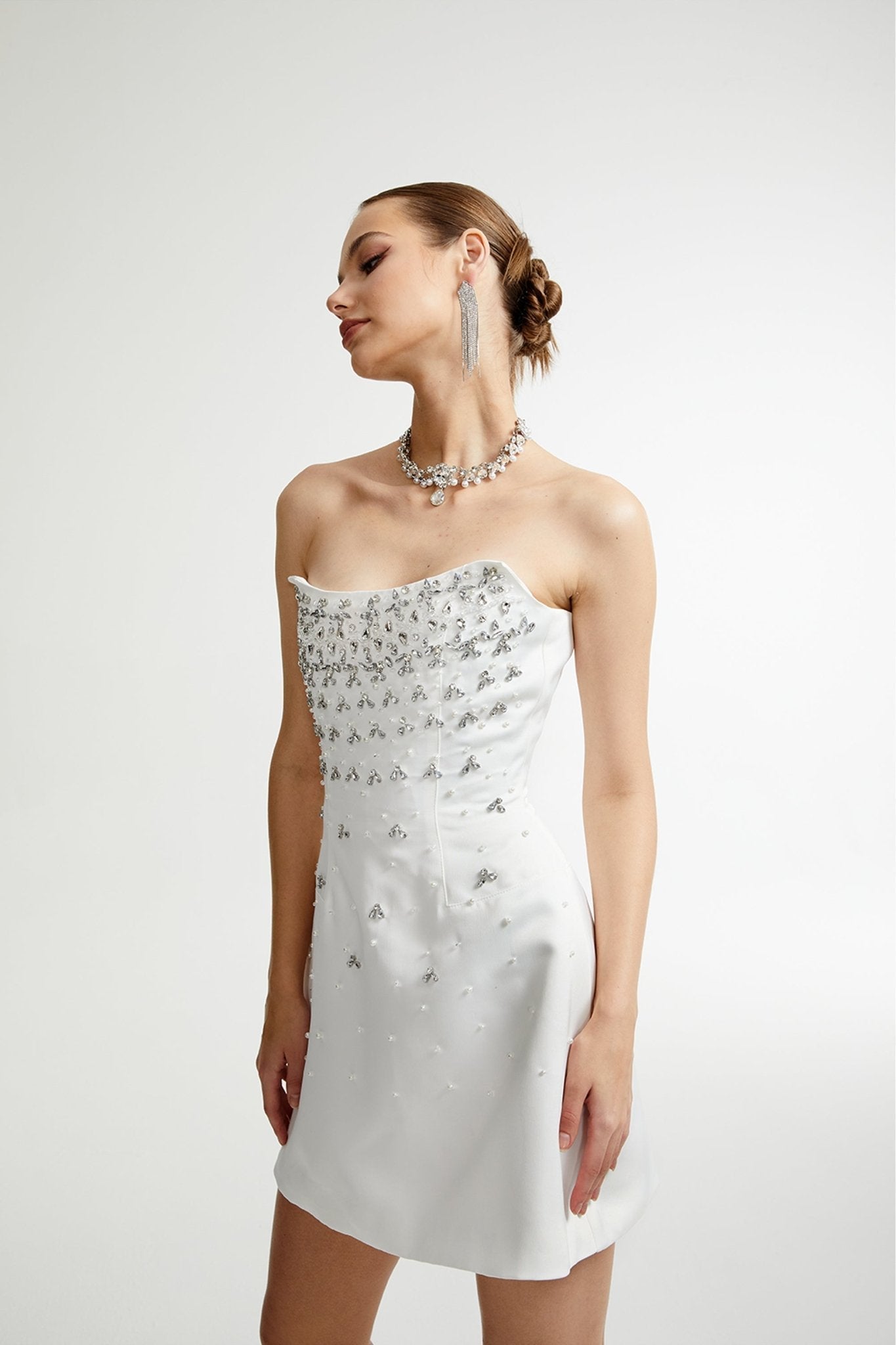 Melisande white embellished mini dress (Final Sale-US Only)