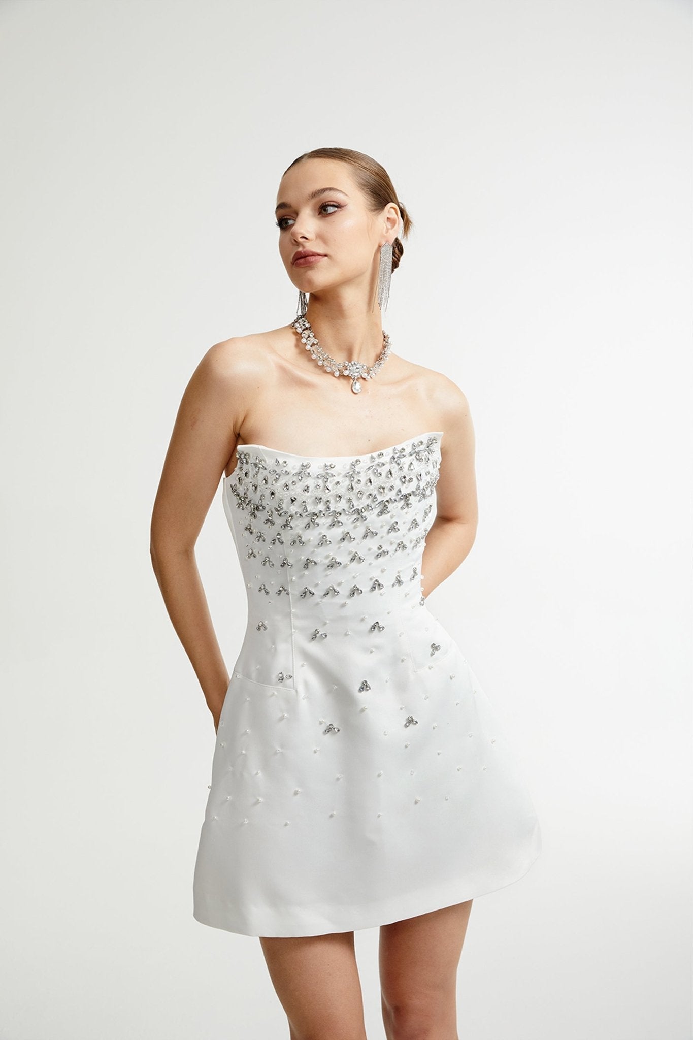 Melisande white embellished mini dress (Final Sale-US Only)