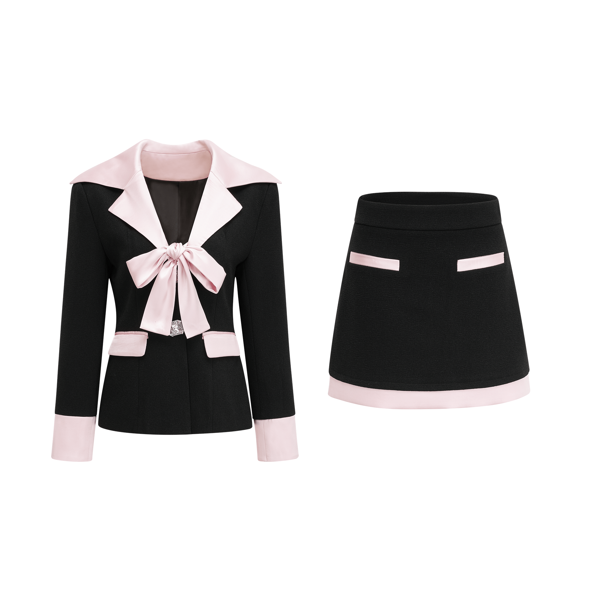 Uaine Black Two-Piece Jacket and Skirt Set (Final Sale-US Only)