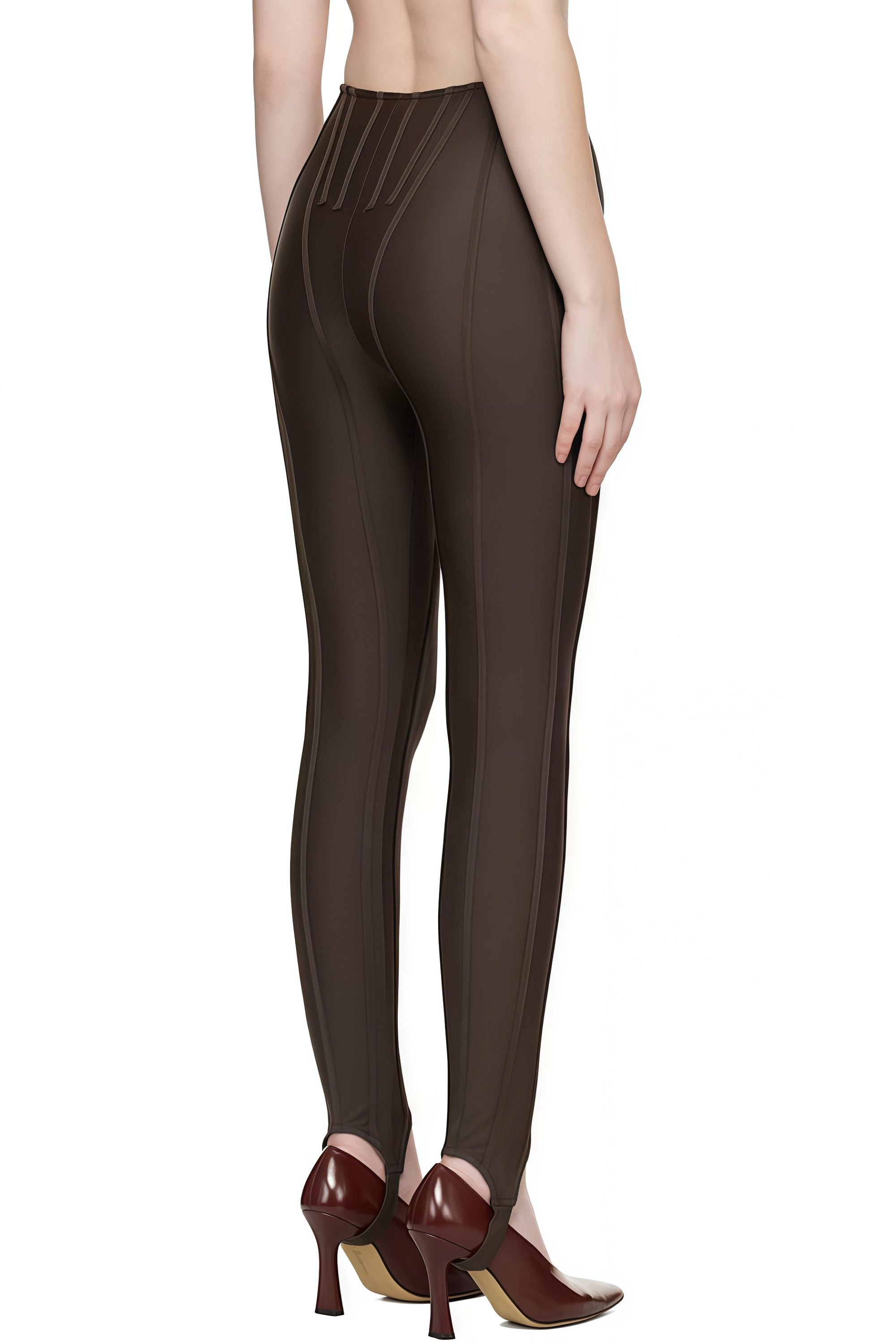 Cordelia Brown Decorative Stitching Leggings