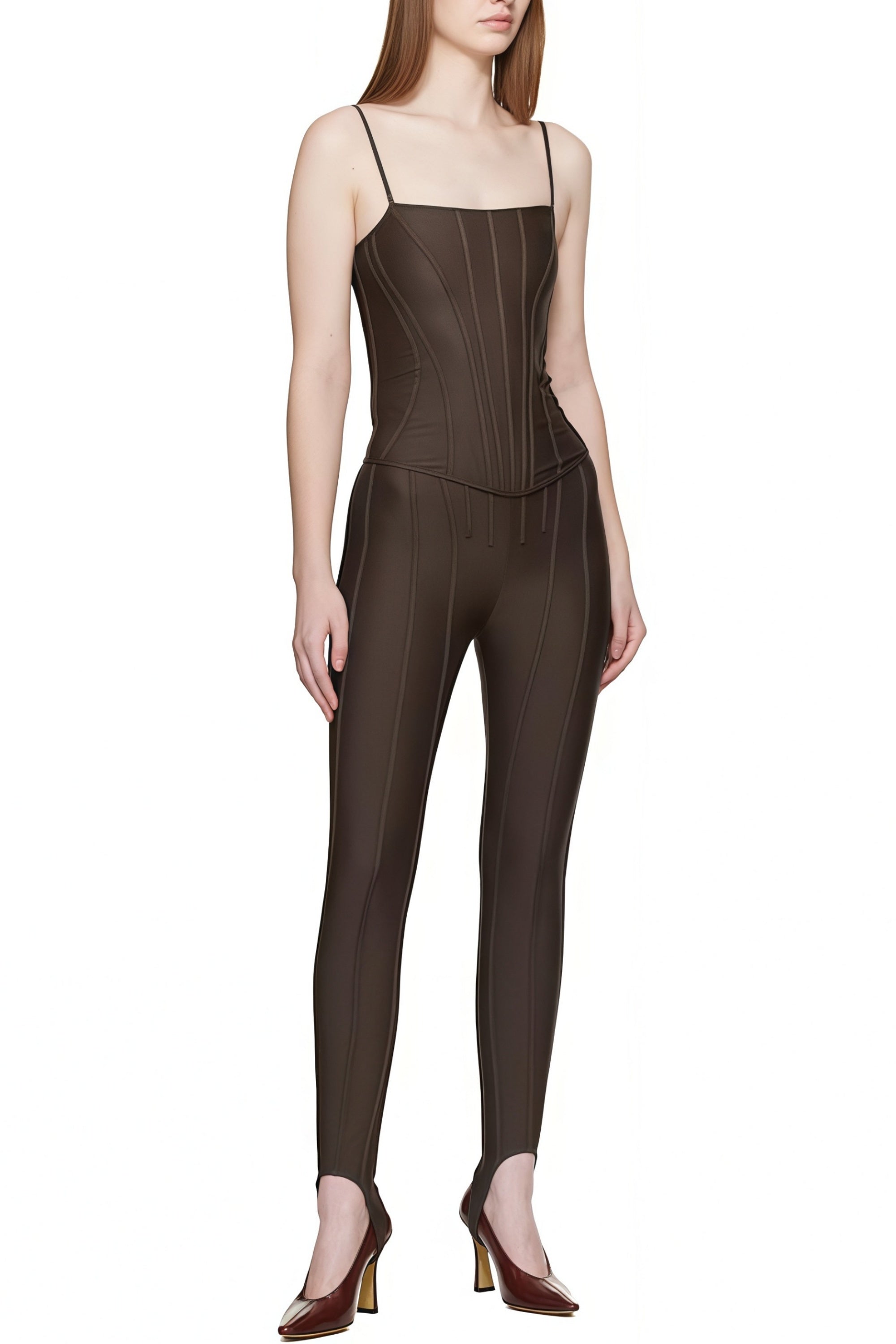 Cordelia Brown Decorative Stitching Leggings (Final Sale)