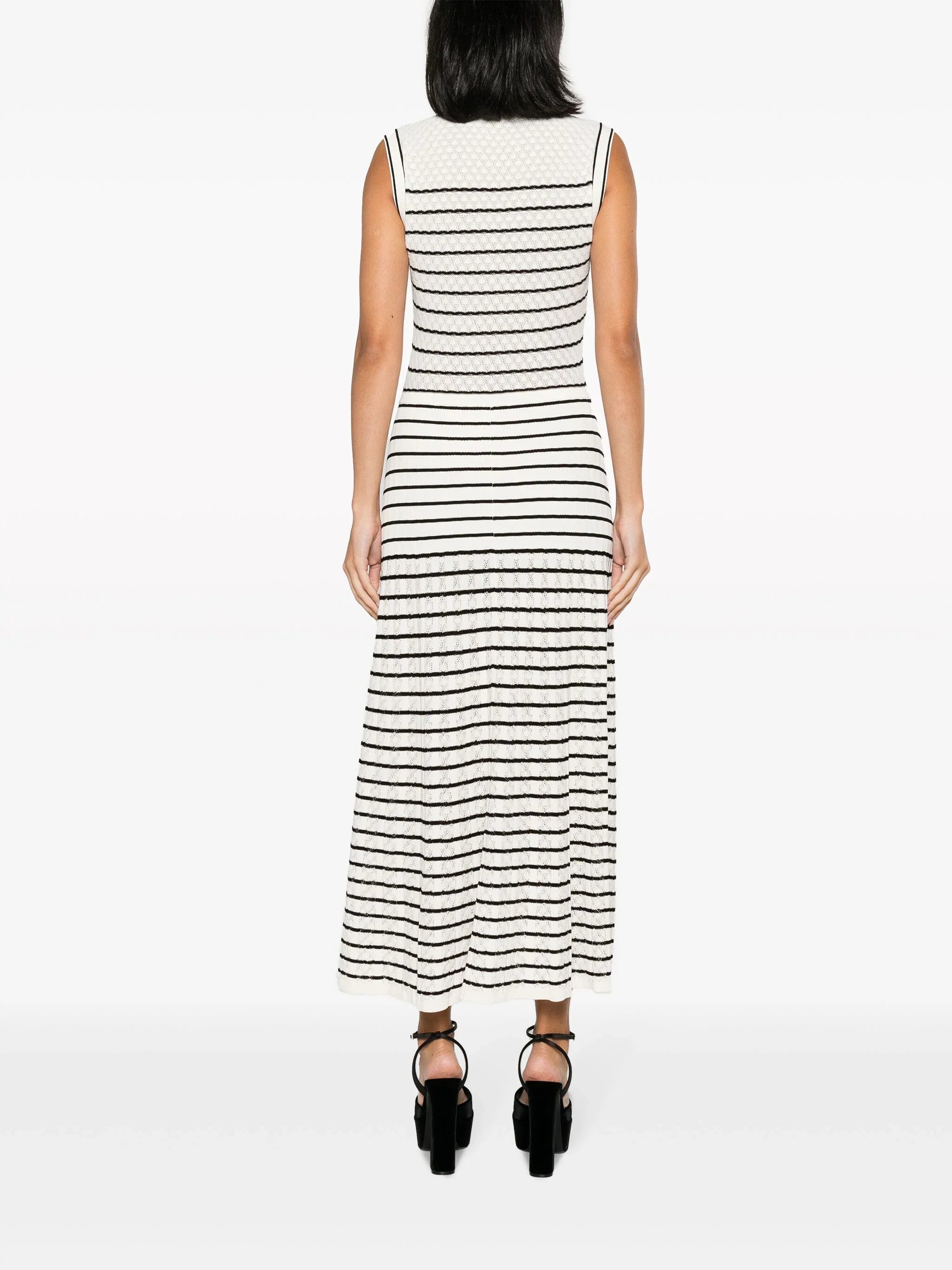 SANDRO striped midi dress - White