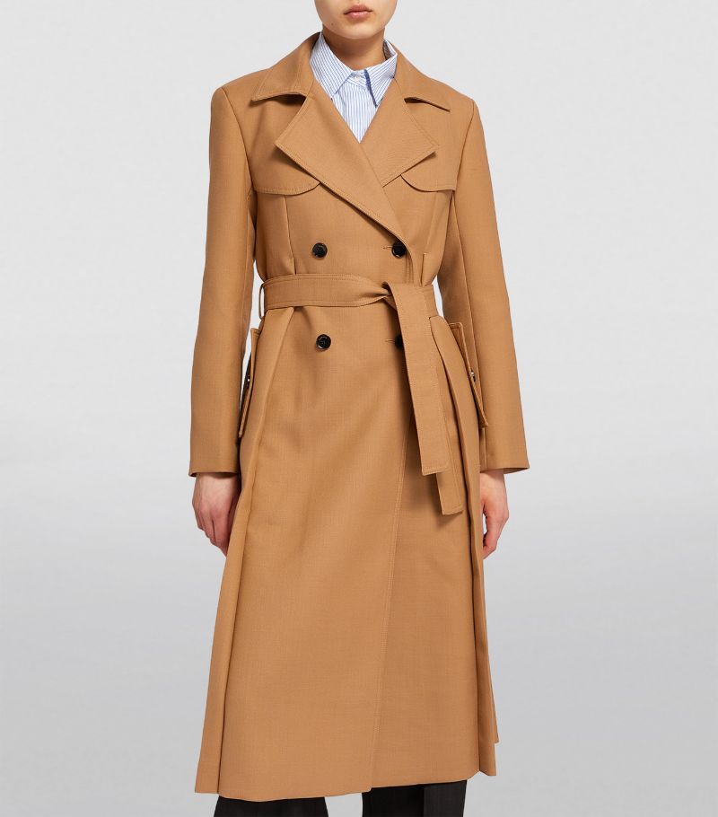 SANDRO  Wool-Blend Trench Coat - Brown