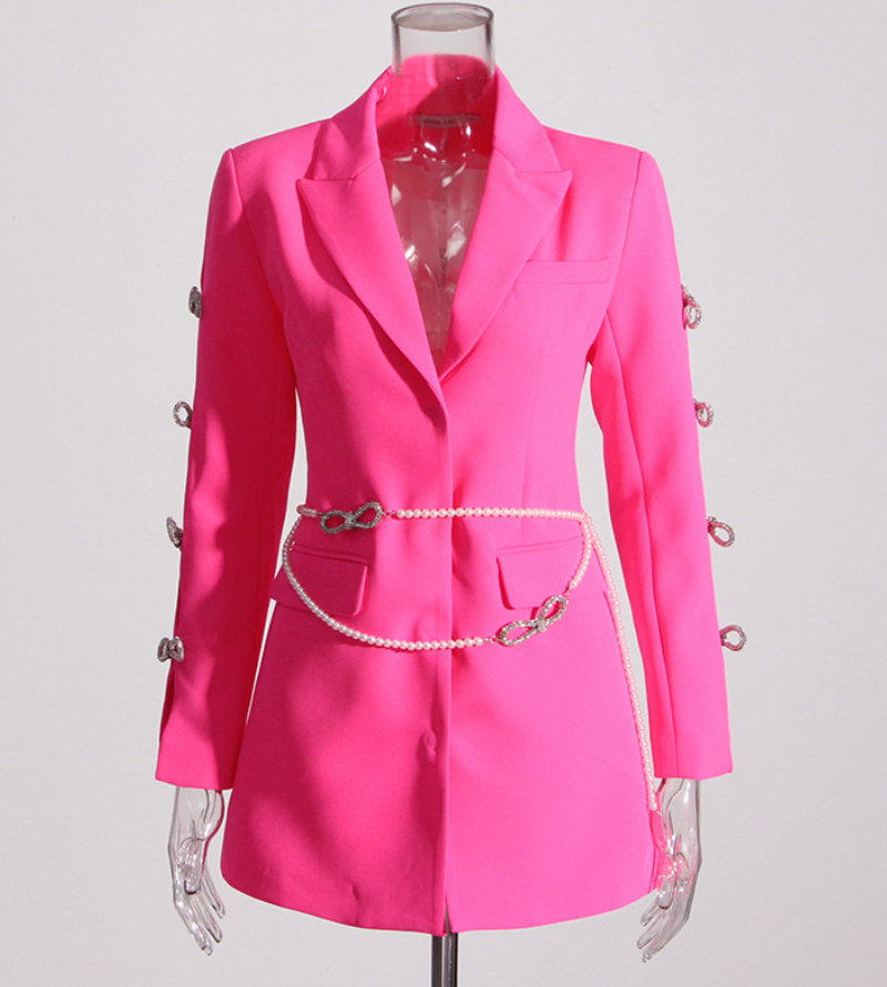 Blazer Dress with Sleeve Cuts - Fuchsia