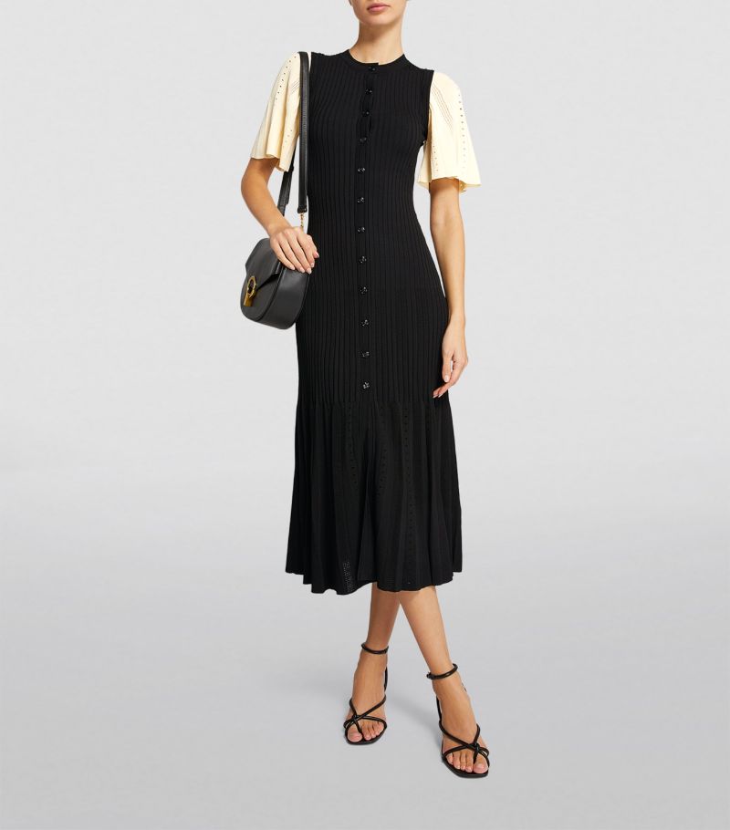 SANDRO  Ribbed Midi Dress - Black