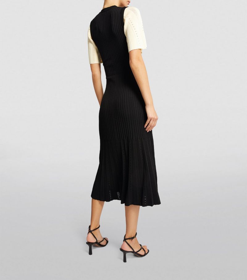 SANDRO  Ribbed Midi Dress - Black