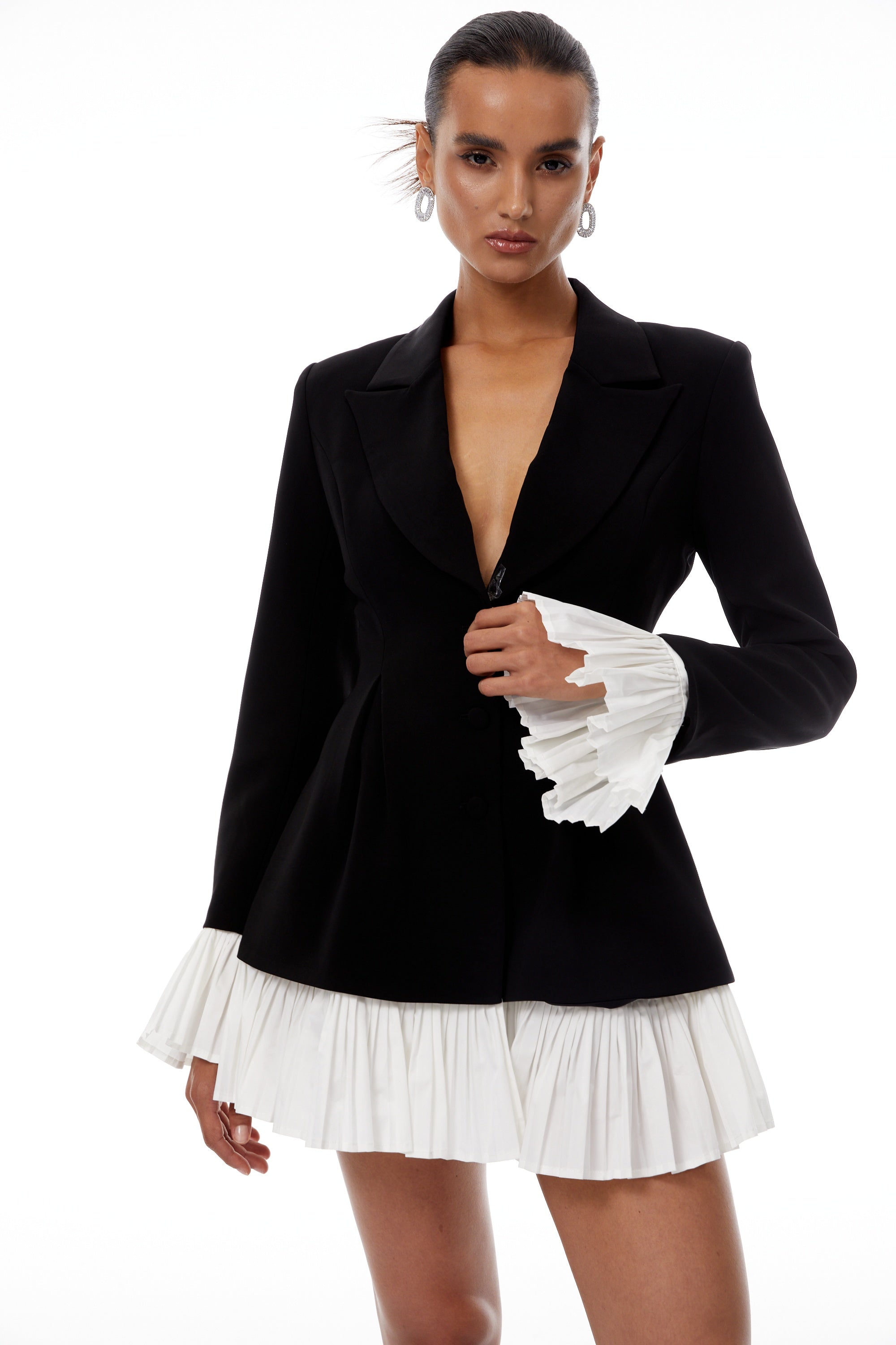 Rébecca Color Block Mini Blazer Dress - Black