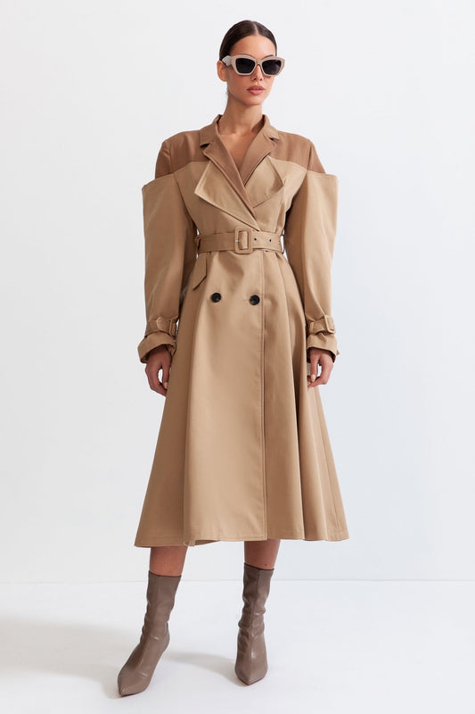 MARCELLA Double Combined Trench Coat - Nude